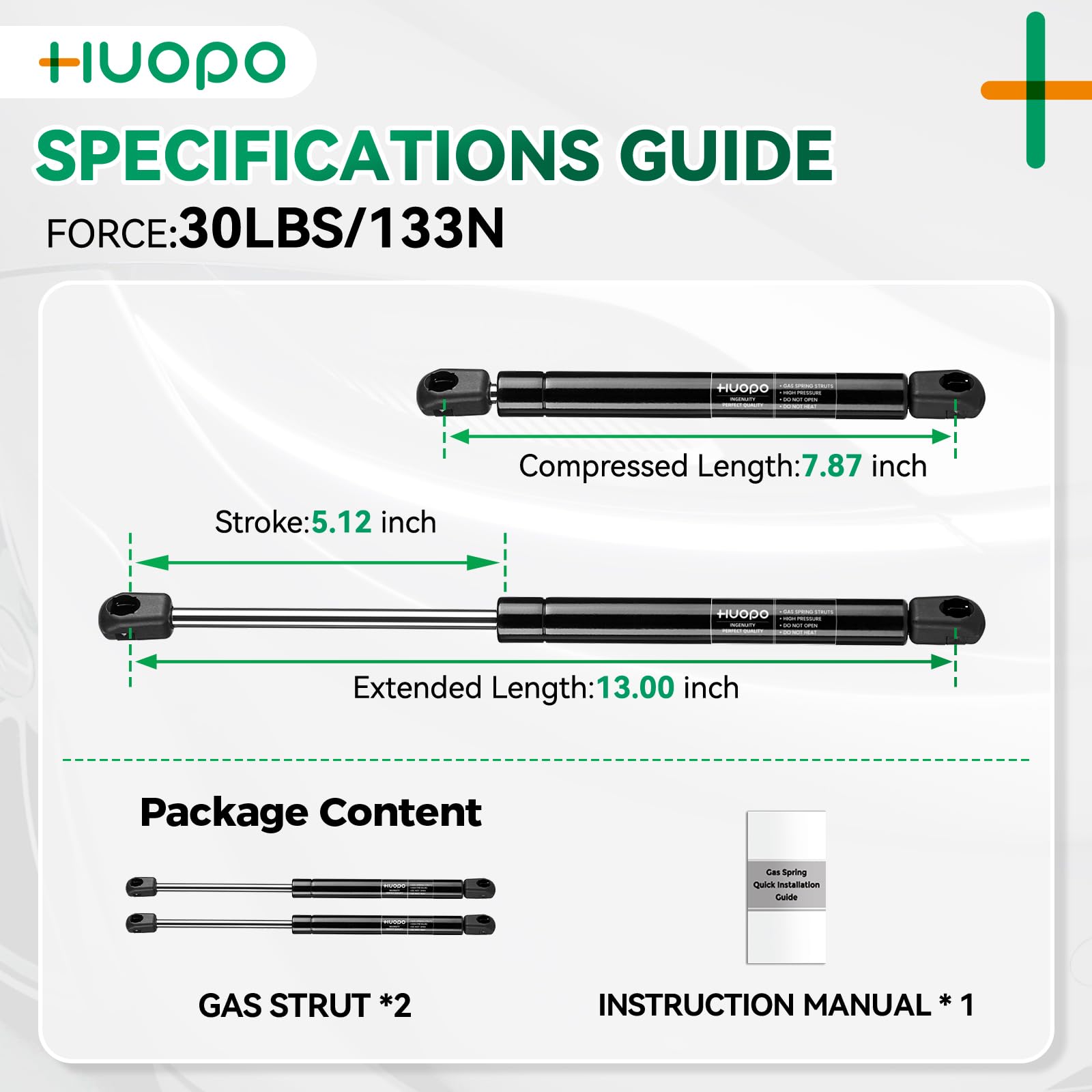 HUOPO C16-04464 13 inch 30 lb/133 N Gas Struts Shocks 13'' Lift Support for Snugtop Leer Camper Shell Topper Windows Door Truck
