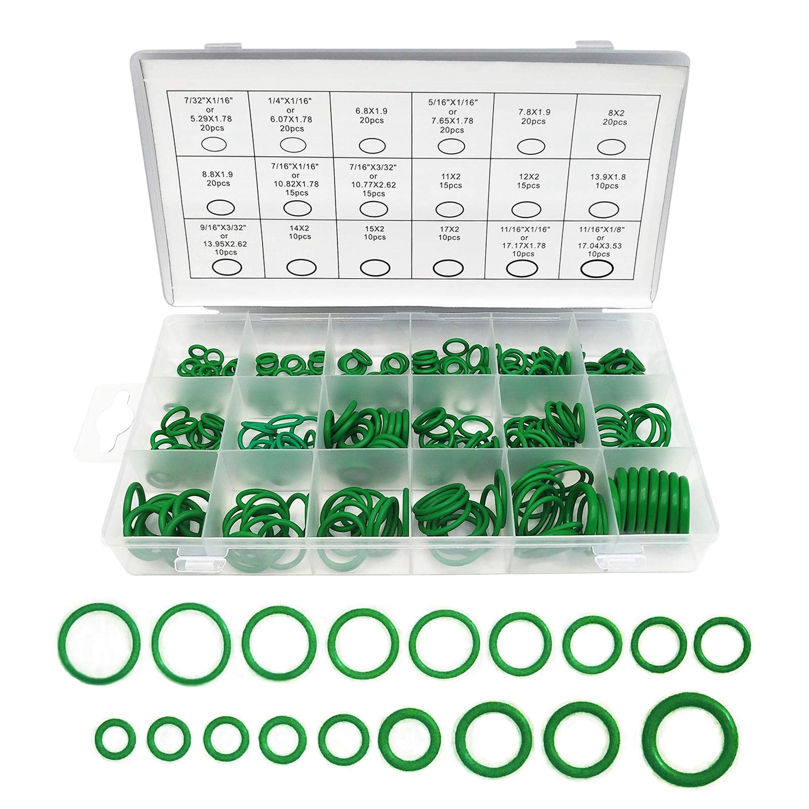 Boatsea 270Pcs Rubber O Ring Kits 18 Sizes Sealing Gasket Washer Made Of Nitrile Rubber, Automotive Ac O-Rings Kit, O-Ring Assor