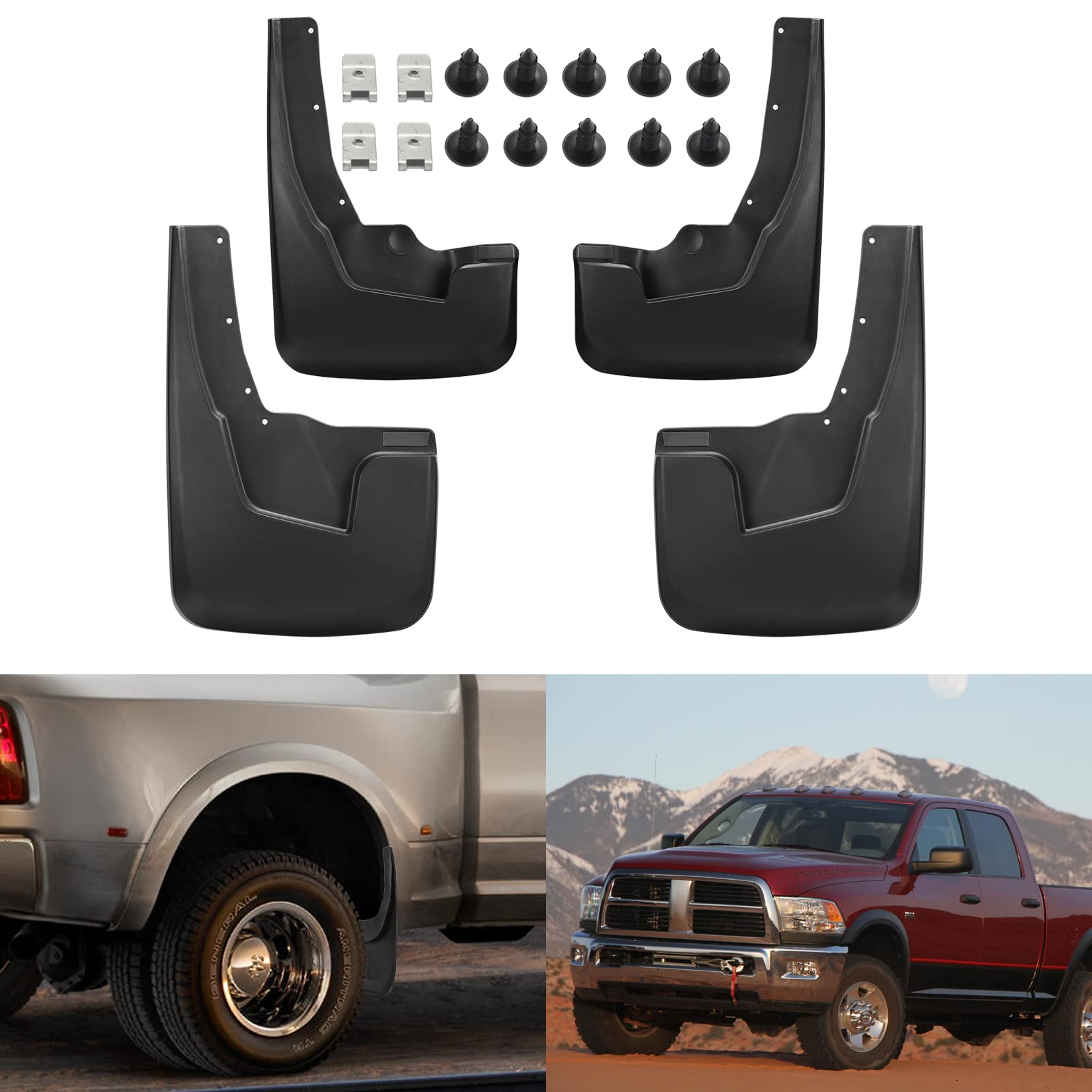 Bdfhyk Mud Flaps Splash Guards 4Pcs Front & Rear Side Mud Guards Compatible For 2019-2022 Dodge Ram 1500 With Fender Flares