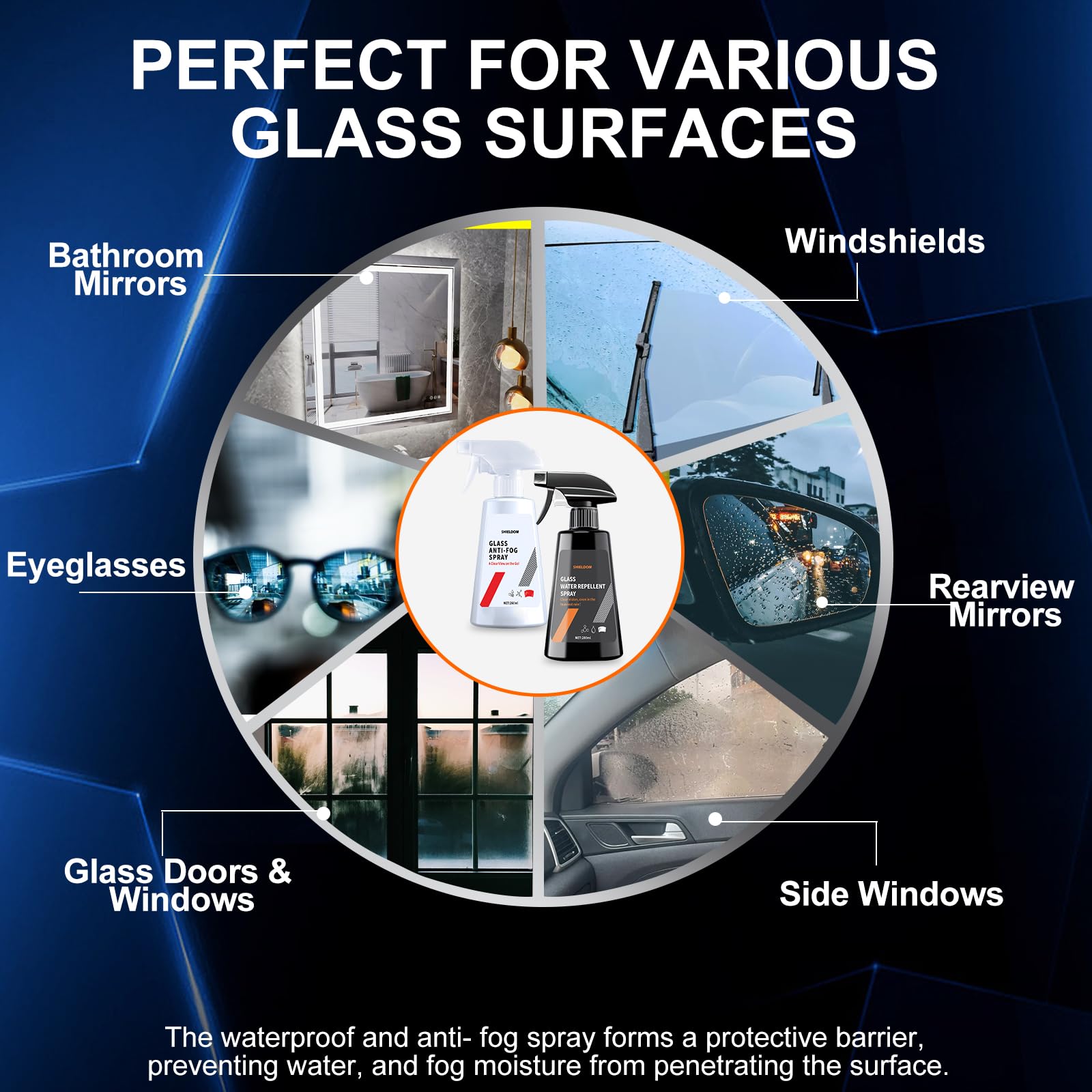 SHIELDOM Anti Fog Spray & Rain Repellent Spray for Car Windshield Glass Water Repellent Defogger Spray Waterproof Prevent Foggin