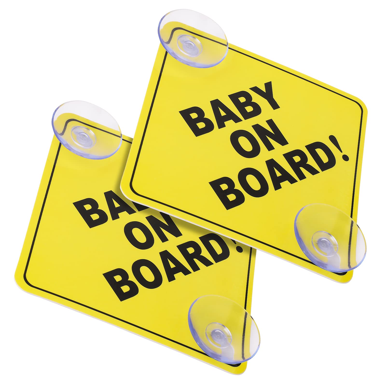 Cobee Baby On Board Car Warning Signs, 2 Pcs 5 ''X5 '' Safety Car Sign With Double Suction Cups, Baby In Car Sticker For Car Win