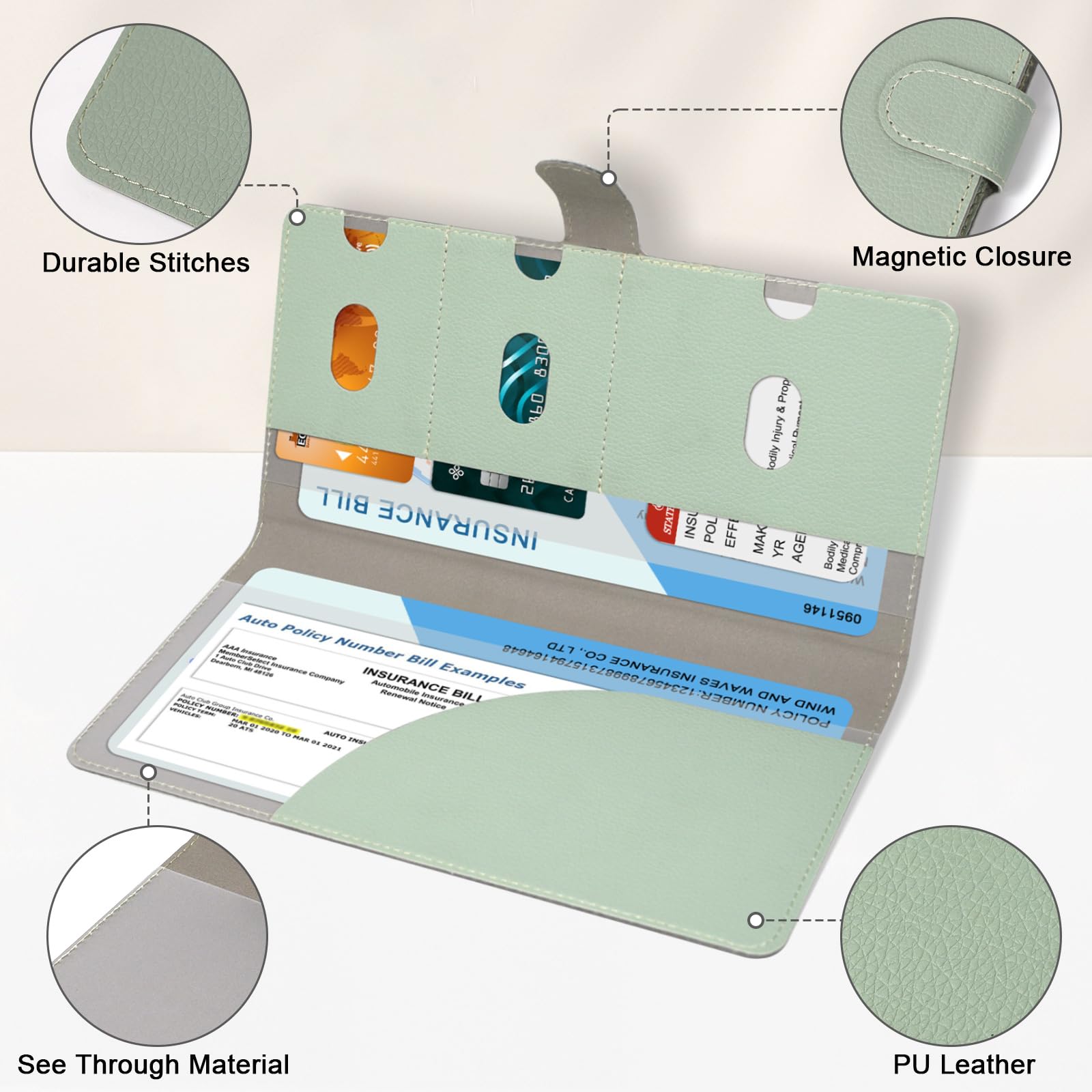 Rsaquar Car Registration And Insurance Holder, Vehicle Glove Box Organizer Cool Car Accessories, Car Document Holder For Cards,
