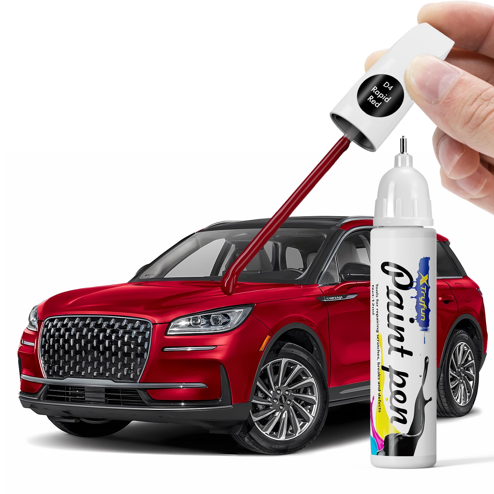 XTryfun D4 Red Carpet Touch Up Paint Compatible with Lincoln, DIY Car Paint Scratch Repair, Quick & Easy Fix Automotive Scratch 
