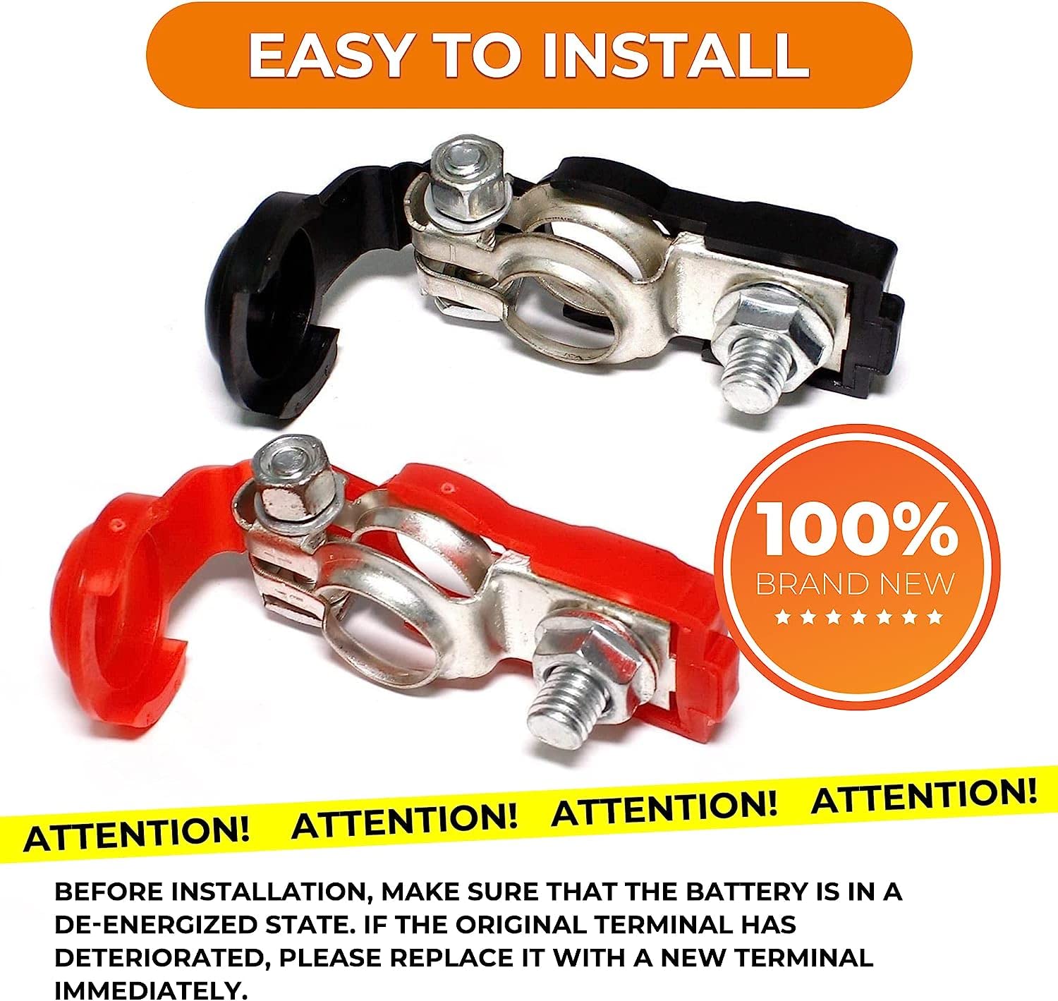 Universal Negative & Positive Battery Cable Terminals - Automotive Terminal Clamps Connectors - Durable & Adjustable Quick Release Terminal Applicable To Automobile, Truck And Rv Accessories