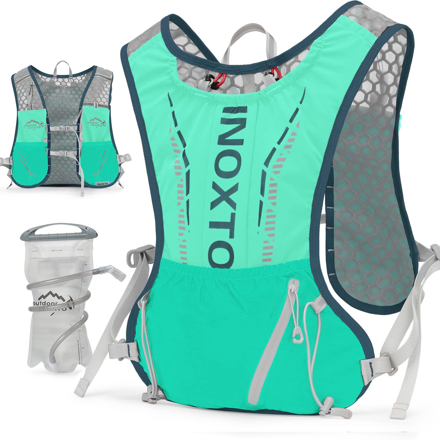 Inoxto Hydration Vest Backpack,Lightweight Insulated Pack With 1.7L Water Bladder Bag Daypack For Hiking Trail Running Cycling Race Marathon For Women Men