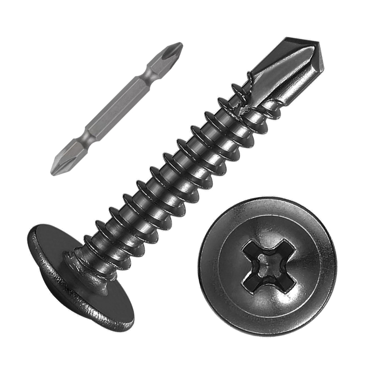 Wensilon (200Pcs)#8×1” For Sheet Metal Self-Tapping Screws 410 Black Stainless Steel Truss Head High-Strength Quick Tapping