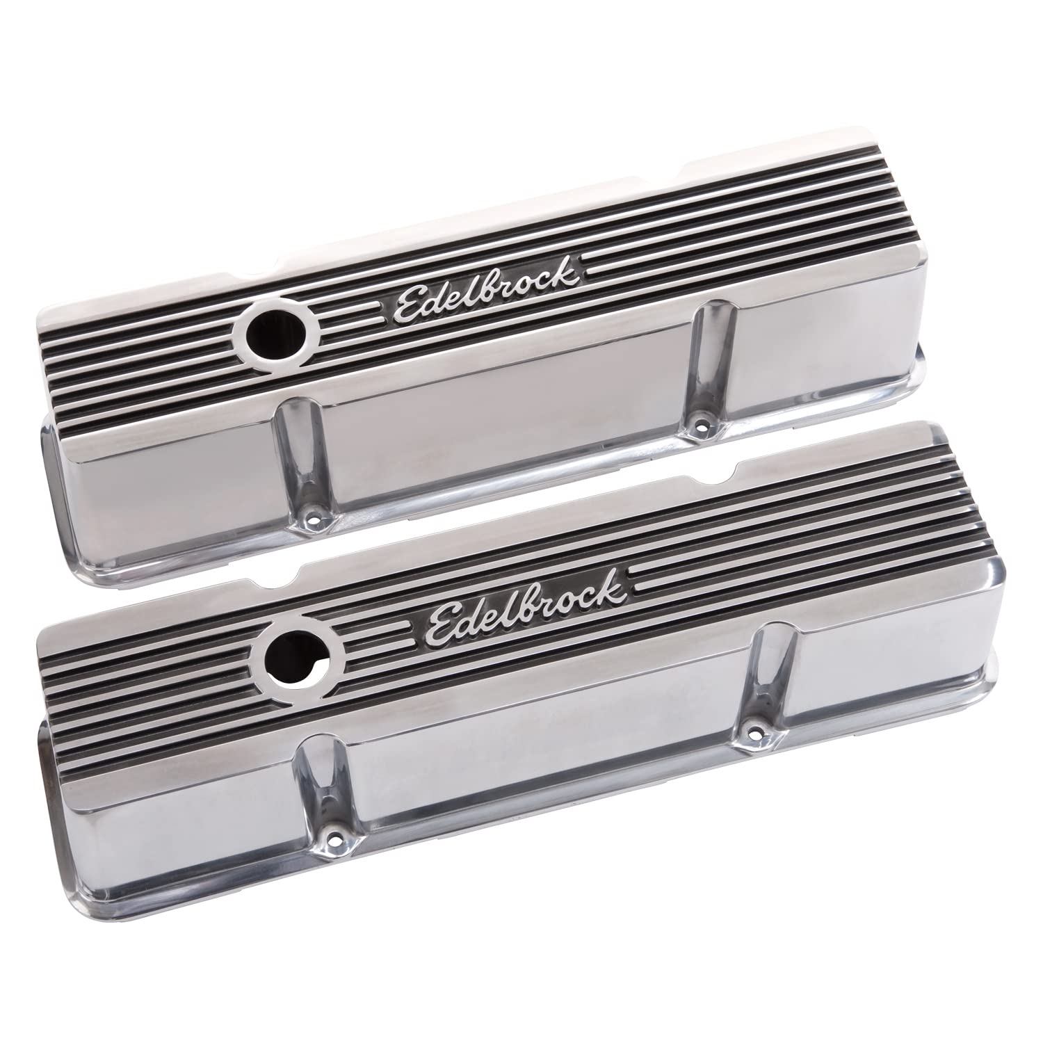 Edelbrock 4263 Elite Ii Valve Covers For Chevy 262-400 V8 1959-86 Aluminum Finned