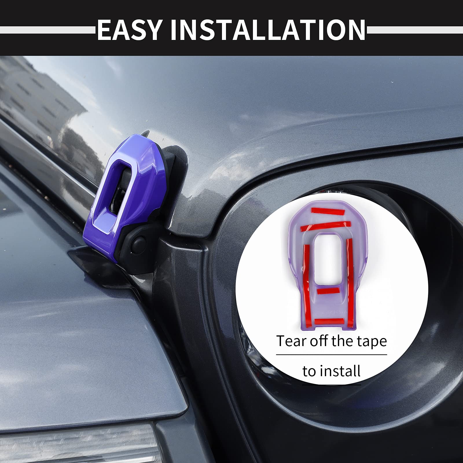 Voodonala for Jeep JL ABS Hood Latches Engine Buckle Bonnet Fastener Engine Cover Decor Trim Protction Cover for 2018-2025+ Jeep