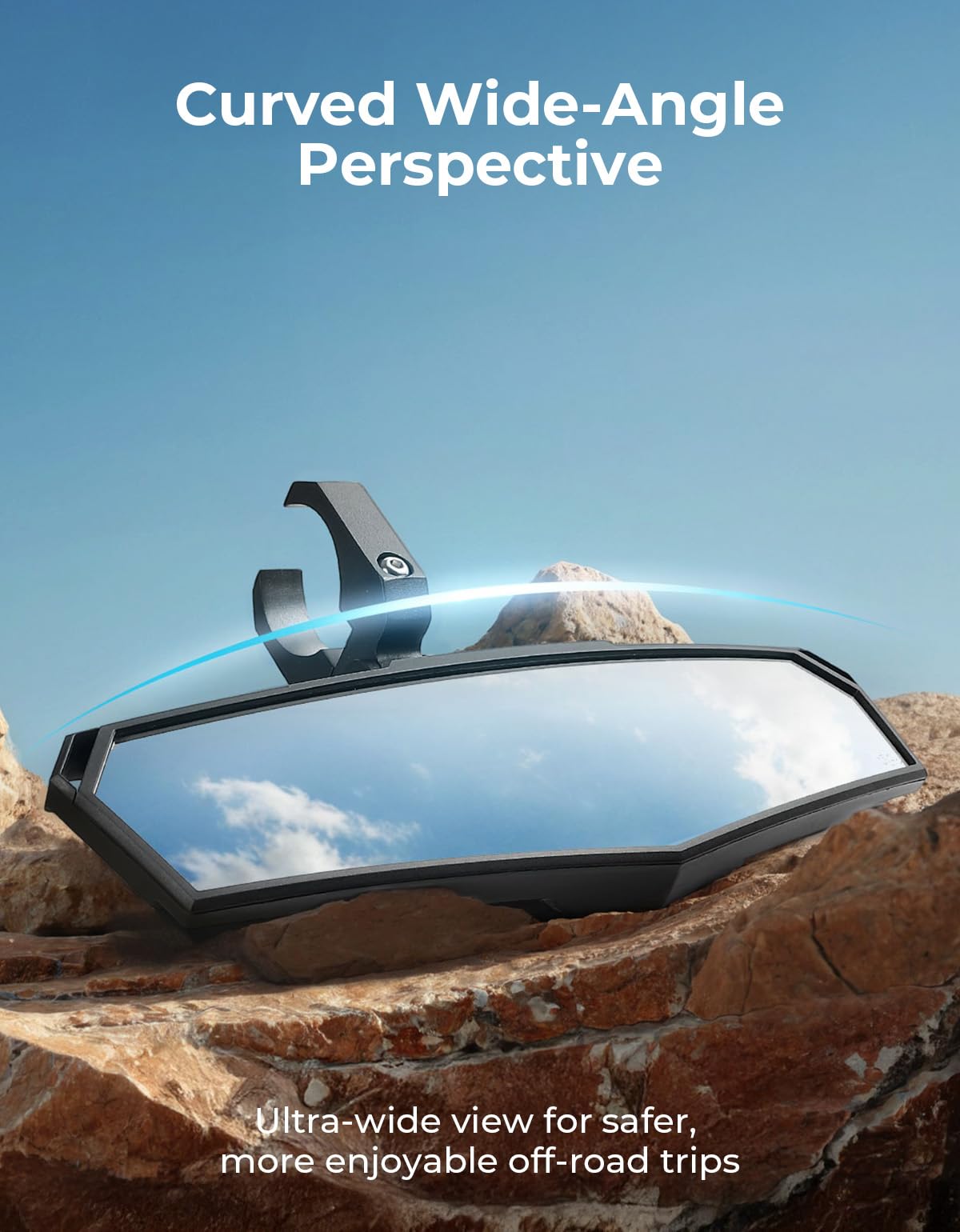 Kemimoto Utv Rear View Mirror, Sxs Utv Mirror Clear View With 1.65-2 Inch 360 Adjustable Low Profile Aluminum Clamp Compatible W