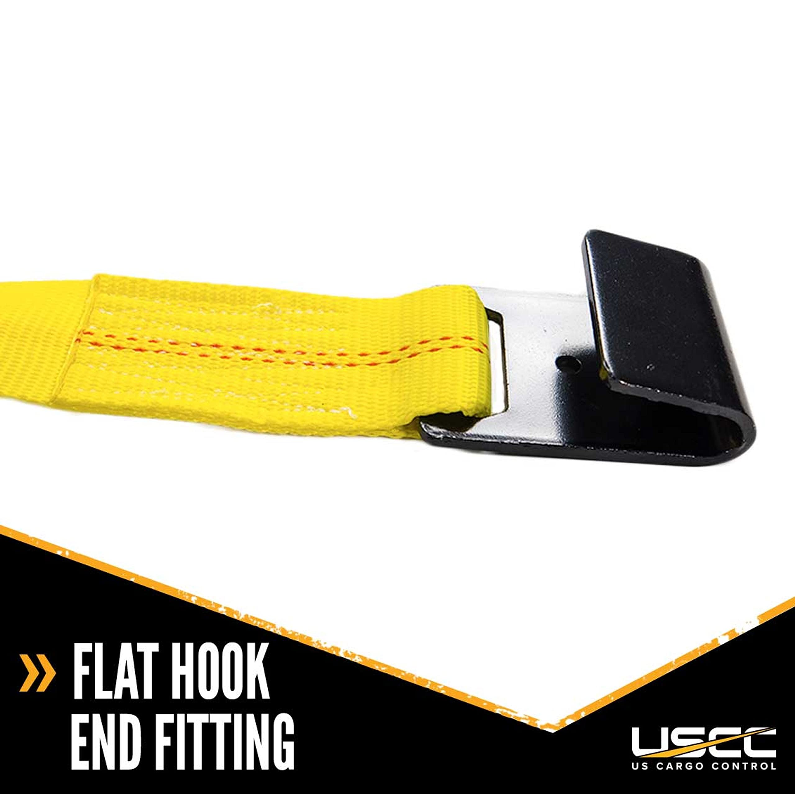 US Cargo Control Large Tow Dolly Basket Straps with Flat Hooks (2-Pack), Car Dolly Straps for Wheel Tire Sizes 15 to 20 Inches,