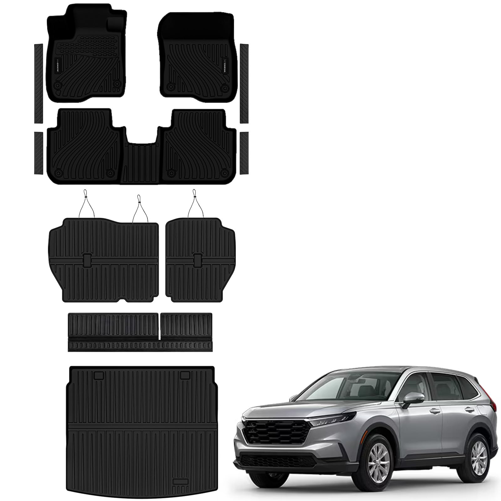 Auxko All Weather Floor Mats Upper Cargo Mat with Backrest Mat & Door Sill Protector for 2023-2026 Honda CRV TPE Liners Accessor