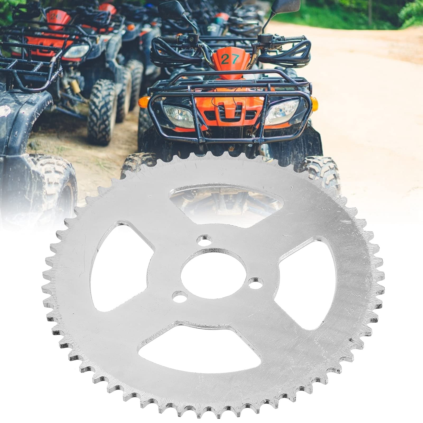 Vgeby T8F 58T Sprocket, T8F 58T White Steel Sprocket 3 Hole Crankset 29Mm Compatible For 47/49Cc Mini Motorcycle Atv Kart Electric Bicycle Modification Accessories Supplies T8F 58T Sprocket