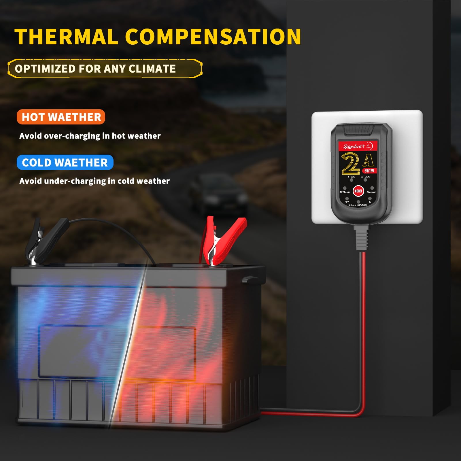 LST Trickle Battery Charger Automatic Maintainer 6V 12V Smart Float Charger for Automotive Car Motorcycle Lawn Mower Tractor SLA