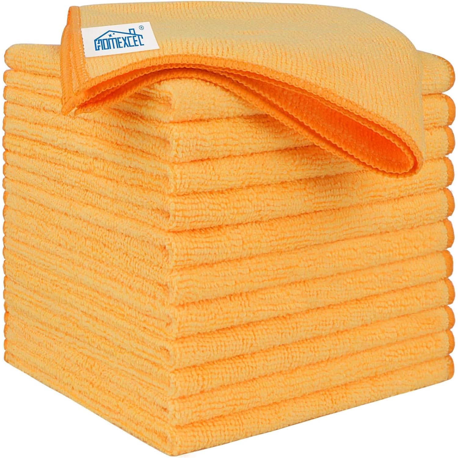 HOMEXCEL Yellow Microfiber Cleaning Cloths 12 Pack, 12.5 x 12.5 inch Microfiber Towel for Cars, Ultra Absorbent Car Washing Clot