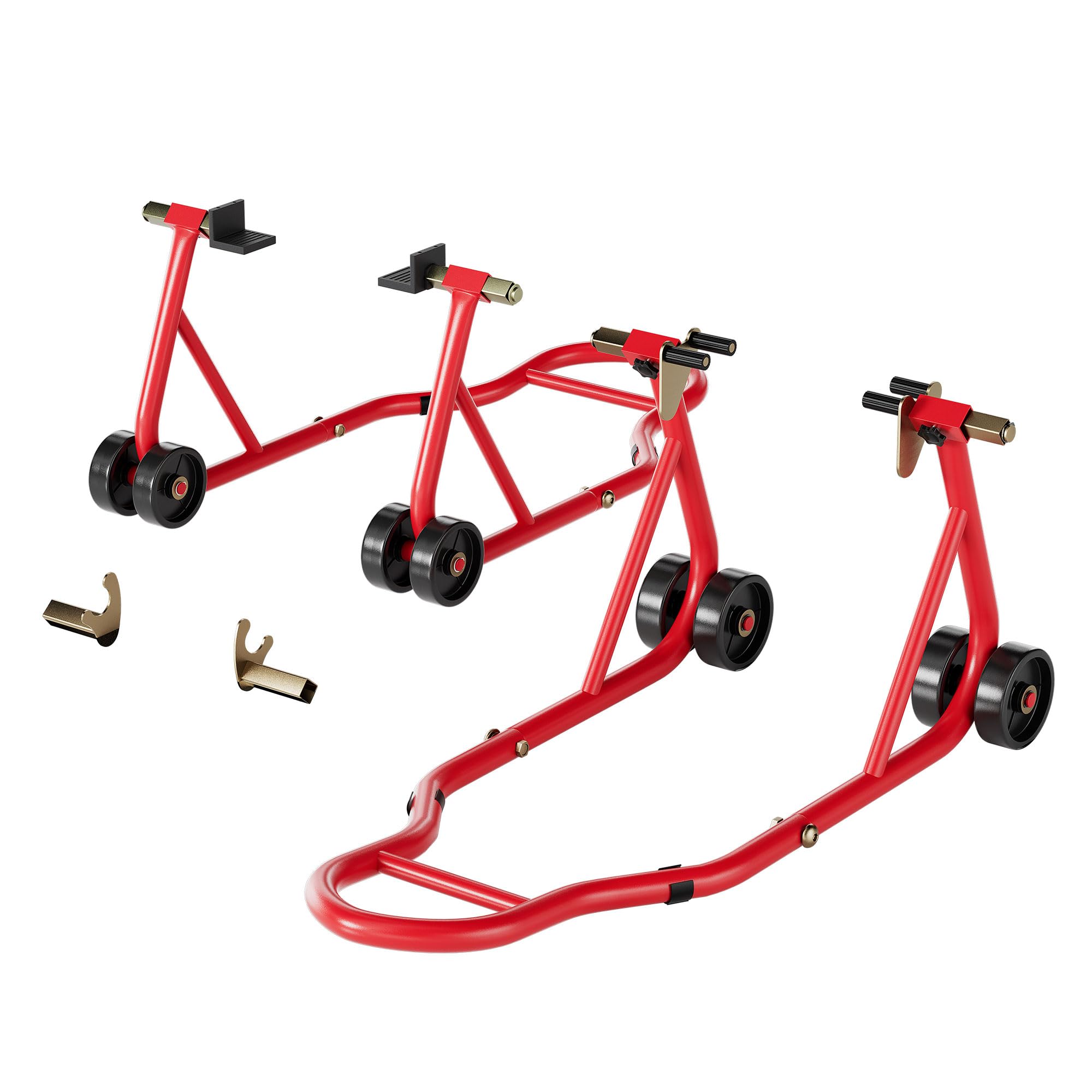 Specstar Motorcycle Stands, 882 Lbs Capacity Front Rear Wheels Lift Combo With U+L Adjustable Swingarm Spool, Heavy Duty Paddock