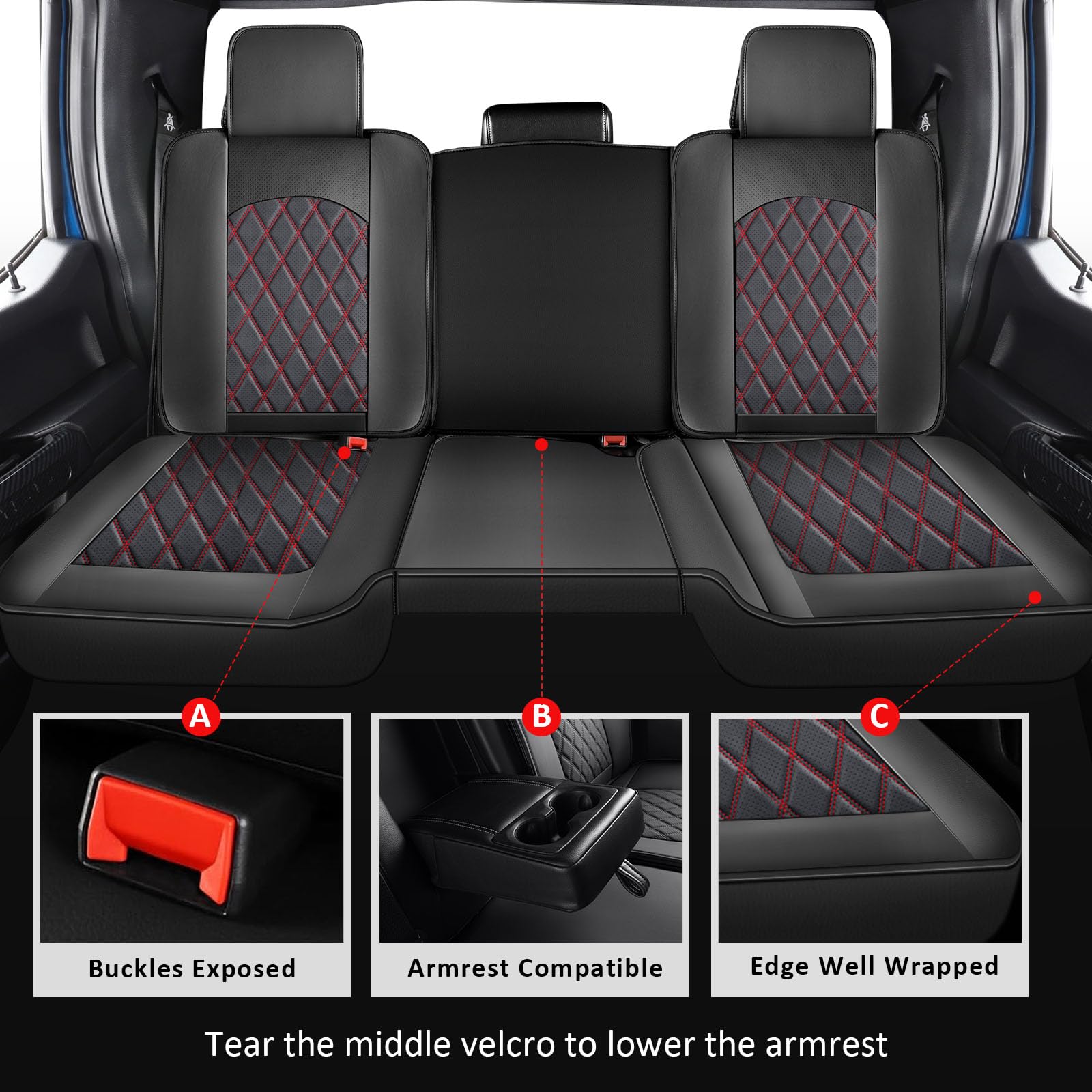 MIROZO Ram Seat Covers Full Set, Faux Leather Truck Seat Covers Compatible with 2009-2024 Ram 1500 2500 3500 Truck Pickup Crew Q