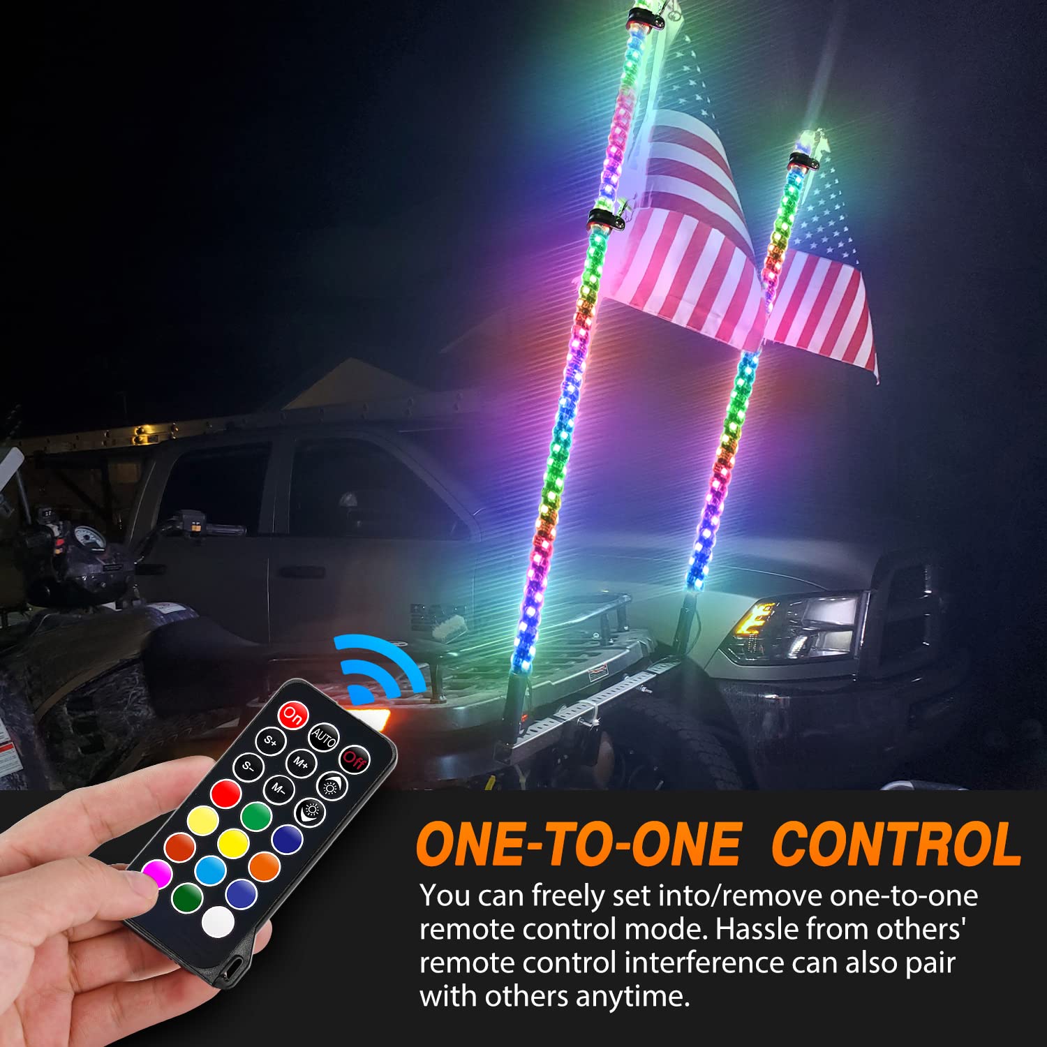Nilight 2Pcs 5Ft Spiral Rgb Led Whip Light W/Rgb Chasing Modes Rf Remote Control Lighted Antenna For Can-Am Atv Utv Rzr Polaris