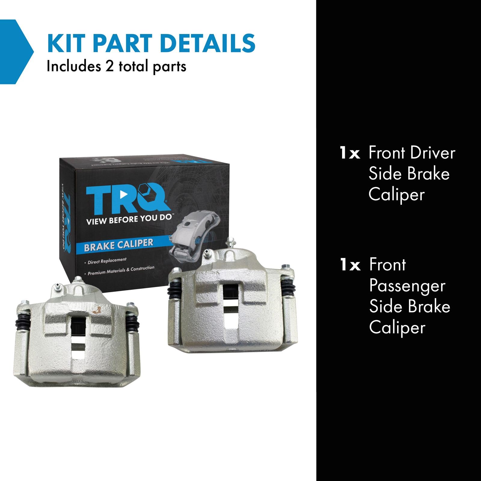 Trq Front Brake Caliper Set Compatible With 2001-2007 Ford Taurus 2002 Lincoln Continental 2001-2005 Mercury Sable