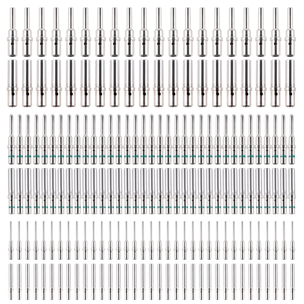 JRready ST6289 Deutsch Solid Pin, Deutsch Connector Pins, Closed Barrel Contacts Kit Size 12 16 20 Male Pins and Female Sockets 