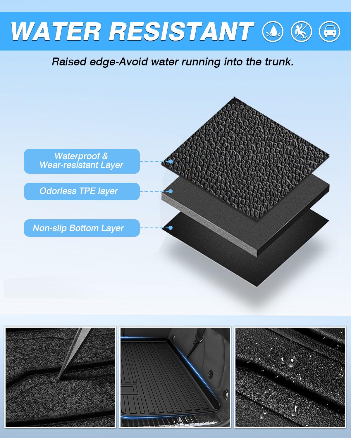 Powerty Trunk Mat For 2020-2025 Mercedes-Benz Gle Accessories Cargo Mats Tpe All Weather Cargo Liner Heavy-Duty Trunk Liners