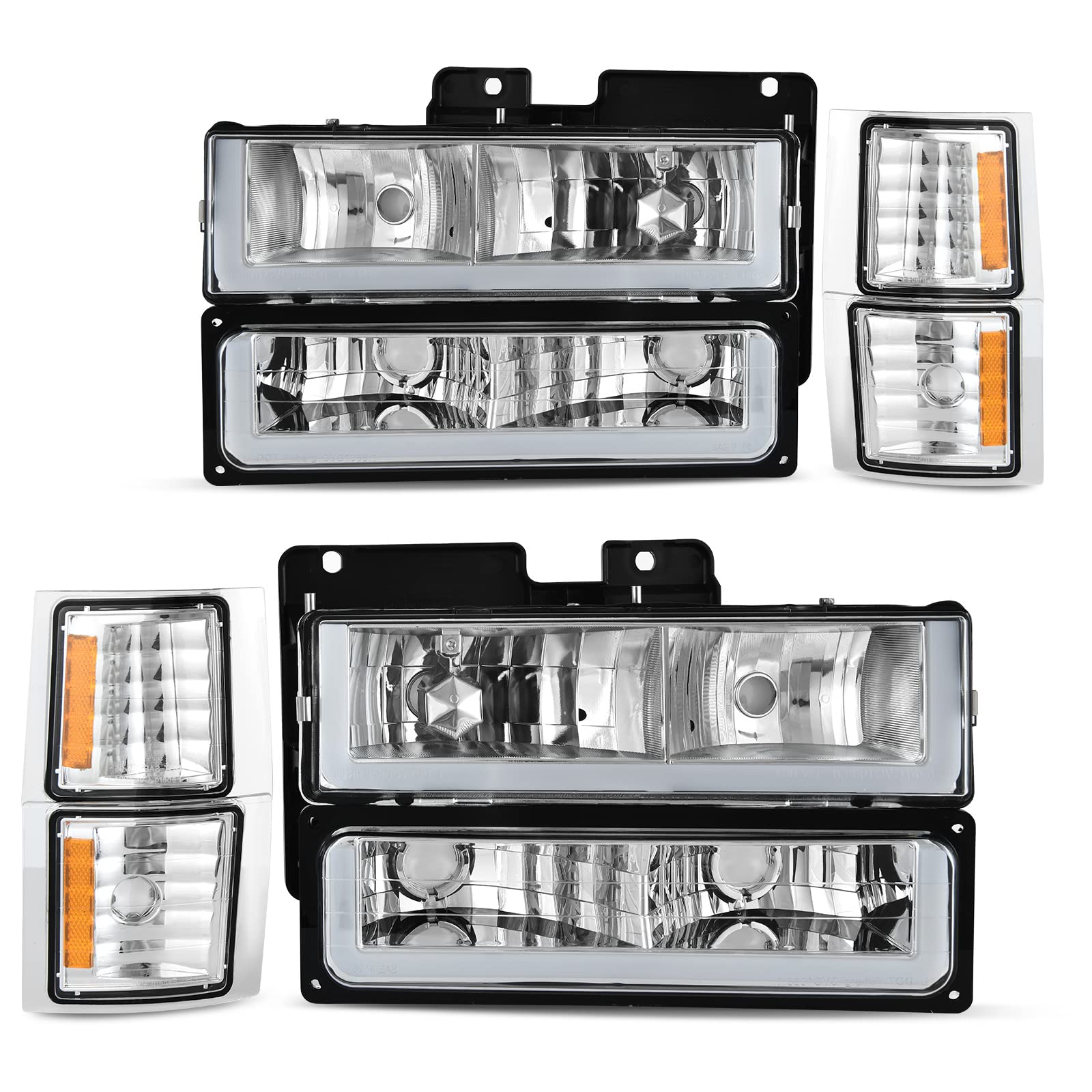 Dwvo Led Drl Headlights Assembly Compatible With 1994-1999 Chevy Silverado/Suburban/Tahoe / C10 Pickup/C/K 1500 2500 3500 Truck