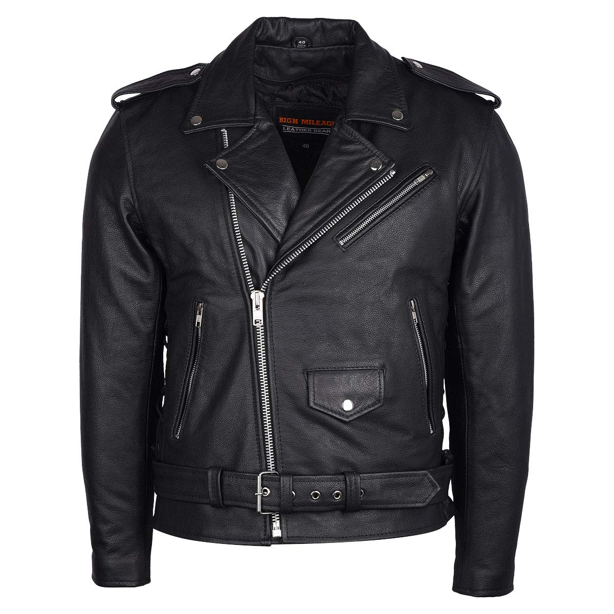 Men'S Eagle Embossed Live To Ride - Ride To Live Classic Black Leather Motorcycle Biker Jacket (5Xl, Gold)