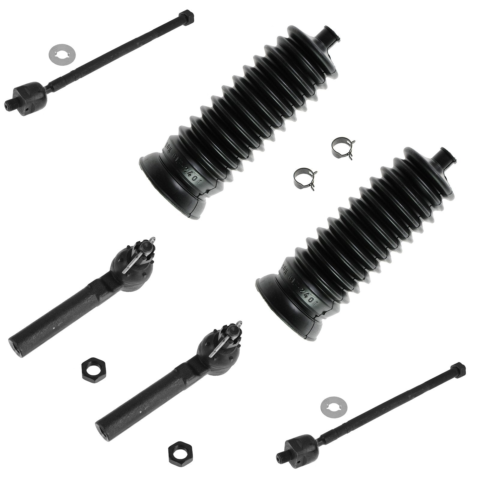 Trq Front Steering Kit Steering Rack & Pinion Bellow Tie Rod Compatible With 1993-1997 Subaru Impreza 1993-2004 Legacy 2000-2004
