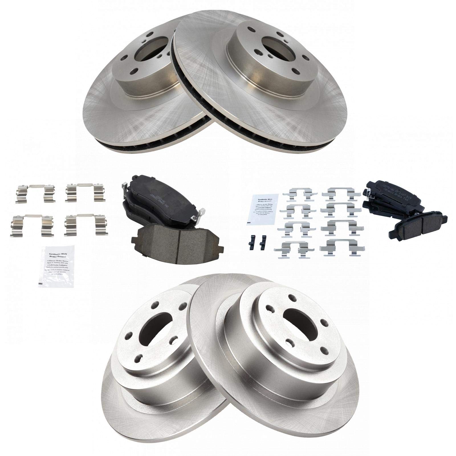 Trq Front And Rear Brake Pad & Rotor Kit Brake Pads Brake Rotor Ceramic Compatible With 2003-2006 Subaru Baja 2002-2004 Legacy O