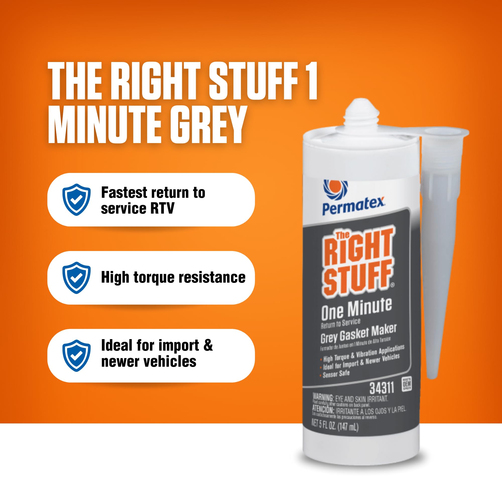 Permatex 34311-6Pk The Right Stuff Grey Gasket Maker, 5 Oz. (Pack Of 6)