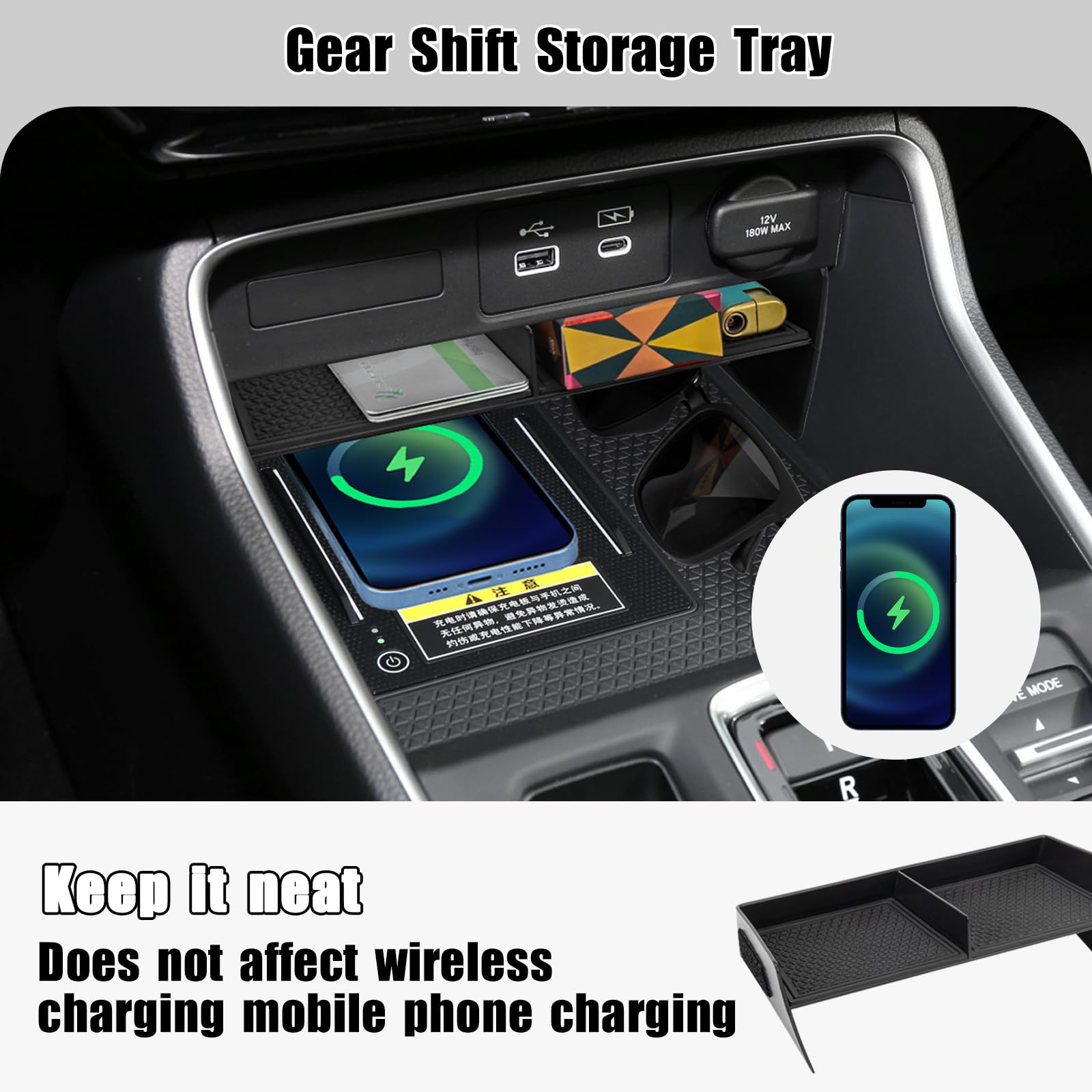 Neepiar 2Pcs Center Console Organizer Tray And Armrest Storage Box Compatible With 2025 2024 2023 Honda Cr-V Accessories Insert