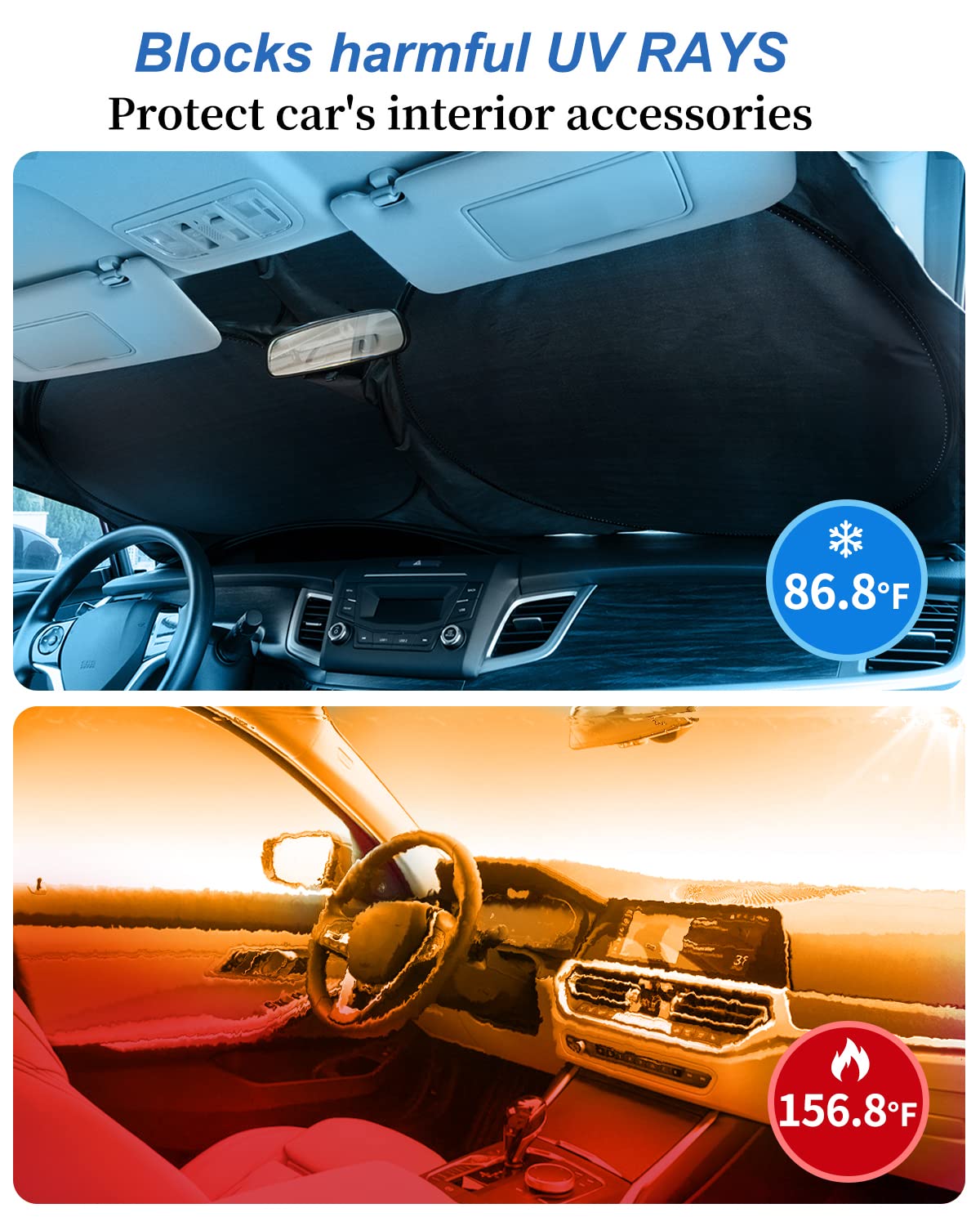Windshield Sun Shade- Front and Side Window Sun Cover Block Sun Heat Protect Vehicle Interior Accessories Sunshades Prevent Pryi
