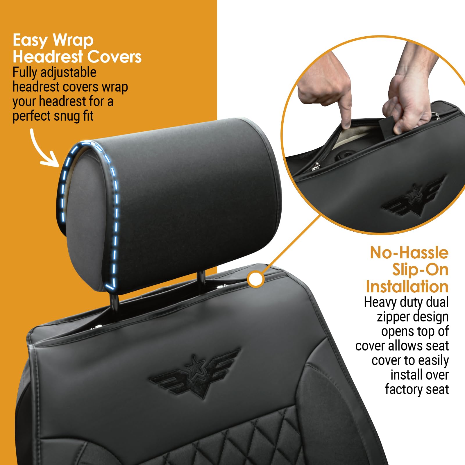 Lpi Truck Heavy Duty Premium Truck Seat Covers For Front Seats, For Full-Size Truck Suv, Padded Seat Cover With Bottom Wrap-Arou