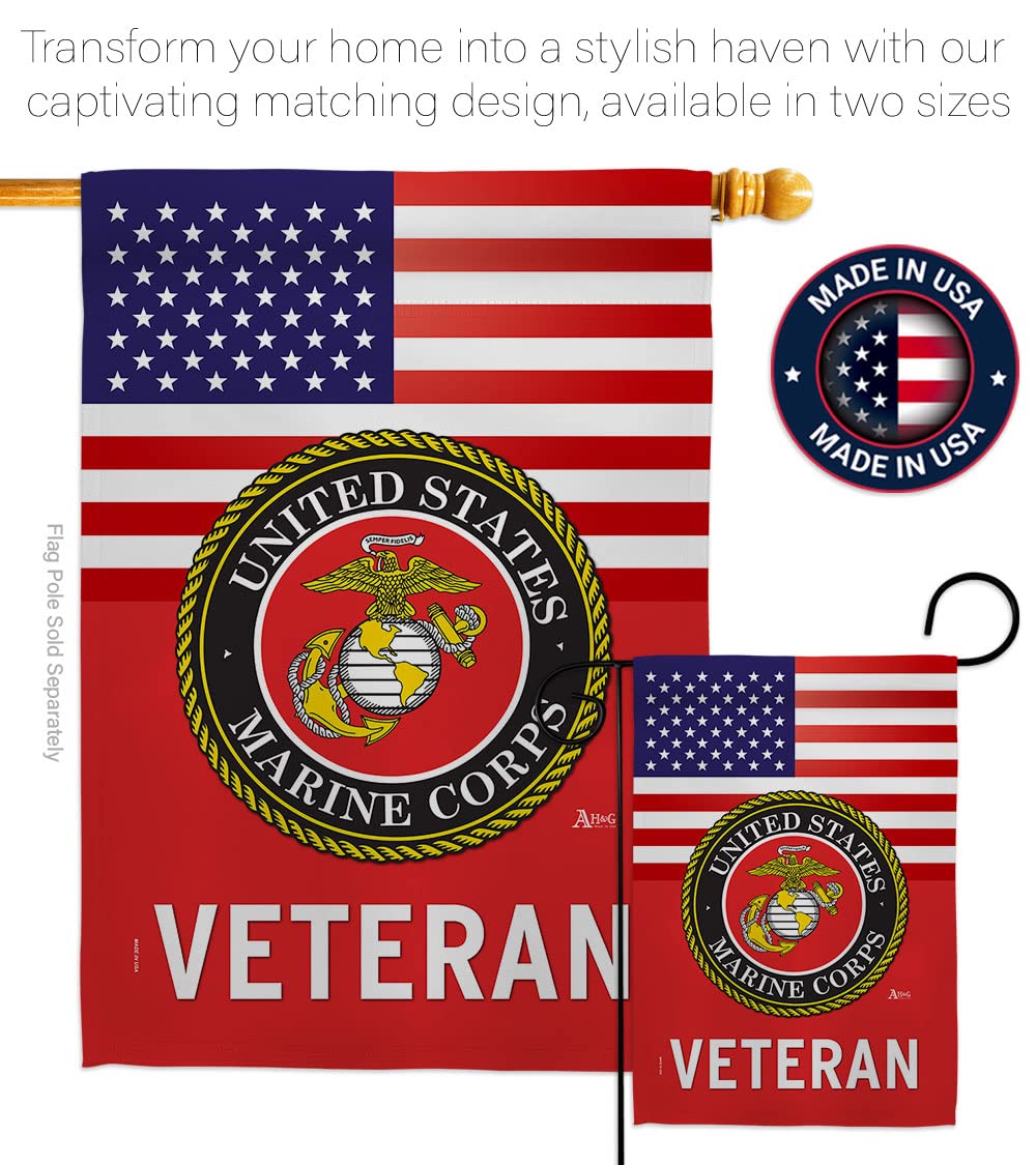 Us Marine Corps Veteran Garden Flag - Armed Forces Usmc Semper Fi United State American Military Retire Official - House Decorat