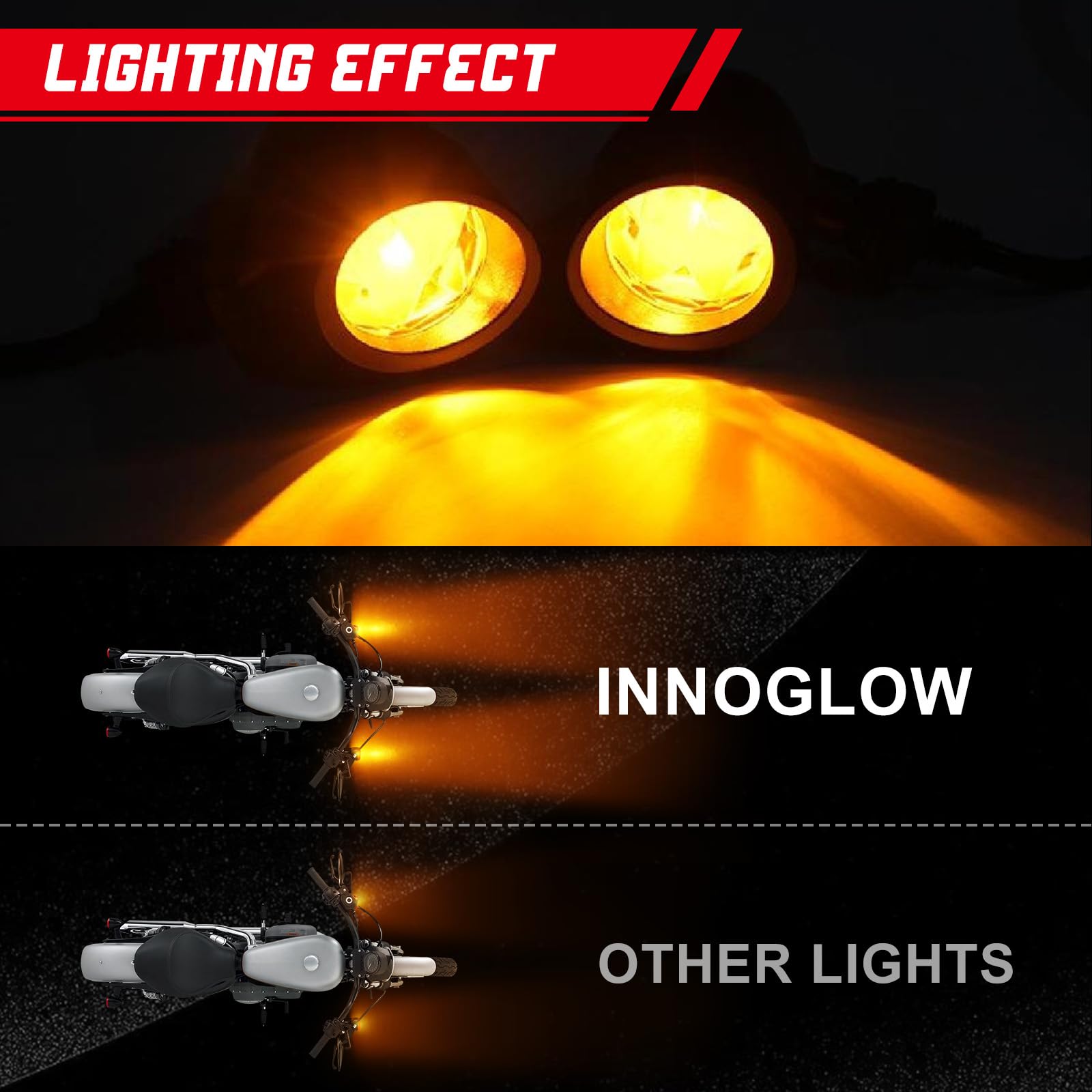 INNOGLOW Motorcycle Turn Signals 2pcs Heavy Duty Incandescent Bulbs Amber Bullet Amoke Lens Indicators Blinkers Lights for Harle