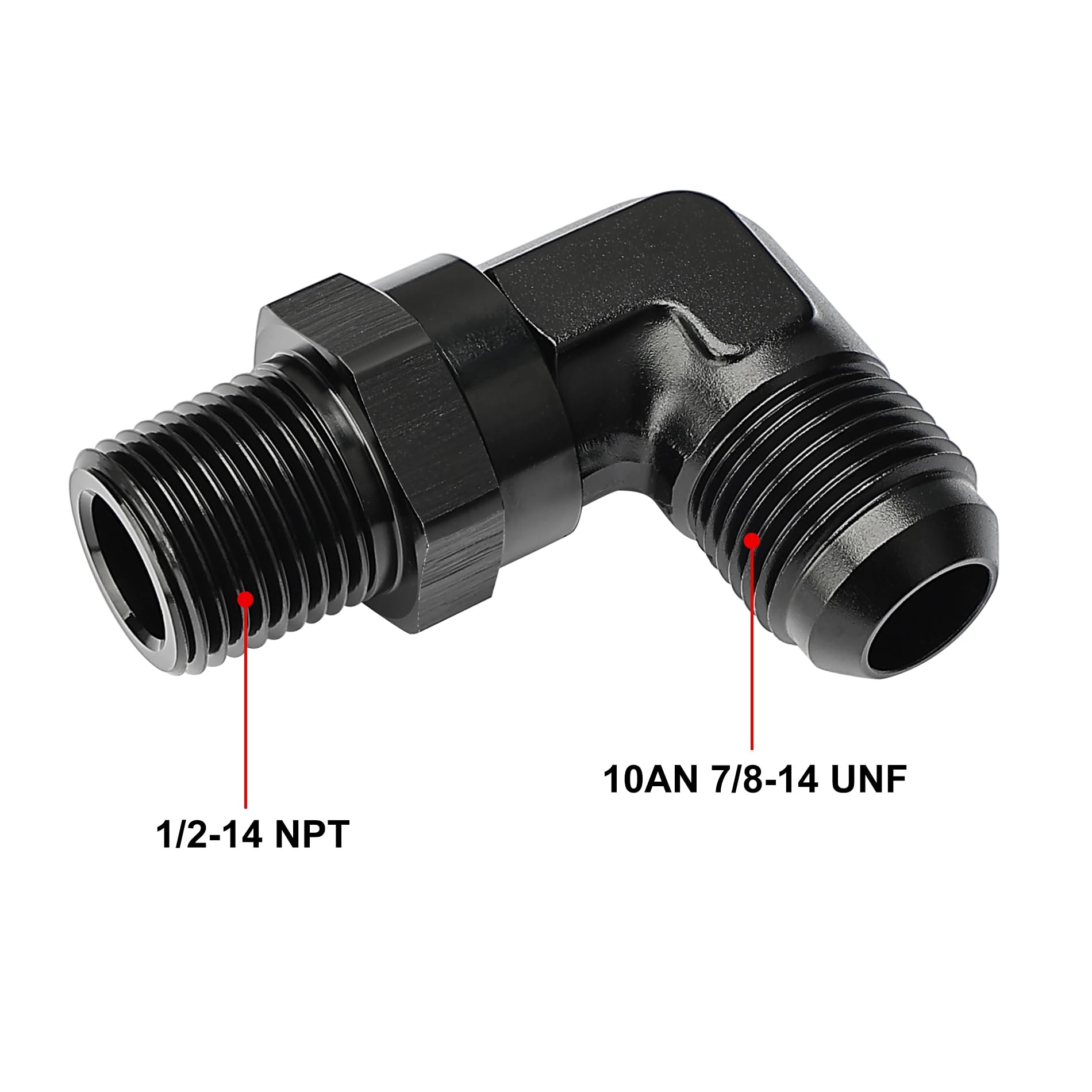 Evil Energy 10An Male Flare To 1/2 '' Npt 90 Degree Swivel Fitting Adapter Aluminum Black