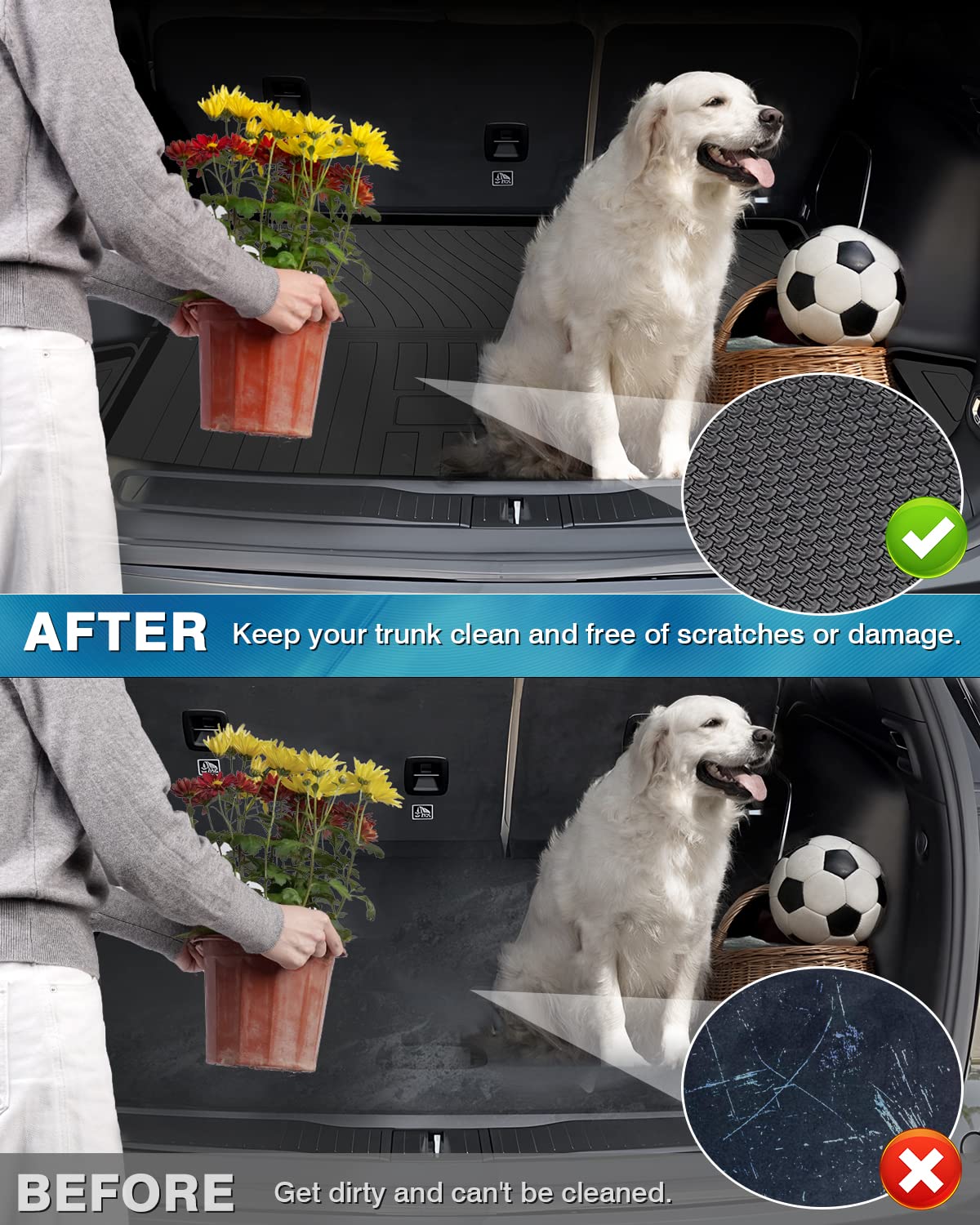 Mixsuper Custom Fit for Cargo Liner 2014-2022 Jeep Cherokee All Weather Trunk Liner Anti-Slip Durable Rear Cargo Floor Mat Black