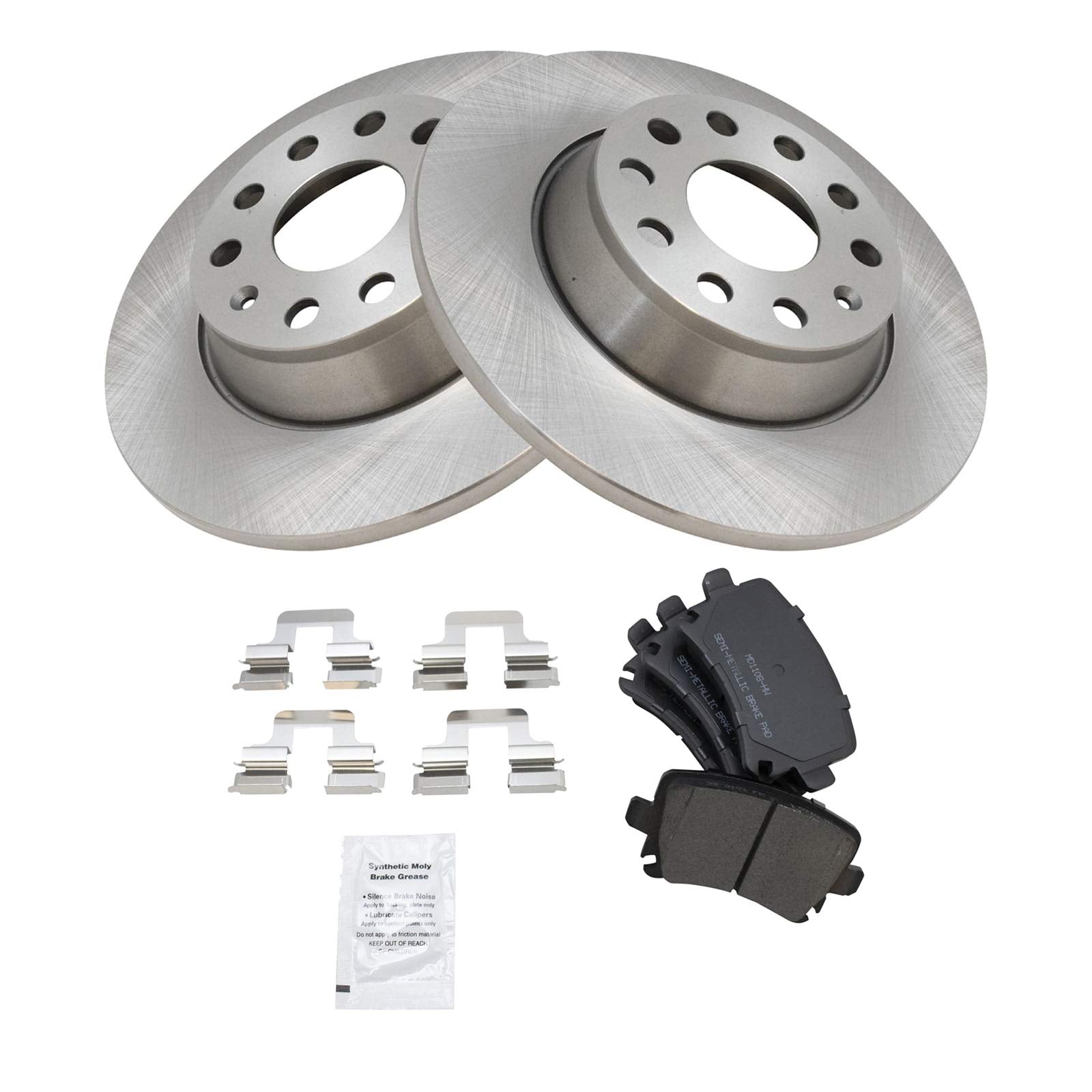 Trq Rear Brake Pad & Rotor Kit Brake Pads Brake Rotor Semi-Metallic Compatible With 2009-2010 Audi A3 A3 Quattro 2009-2016 Volks