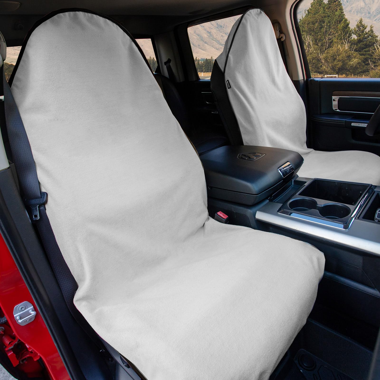 Leader Accessories 2Pcs White Waterproof Towel Auto Car Seat Cover Protector Machine Washable - Fit Yoga Running Crossfit Athlet