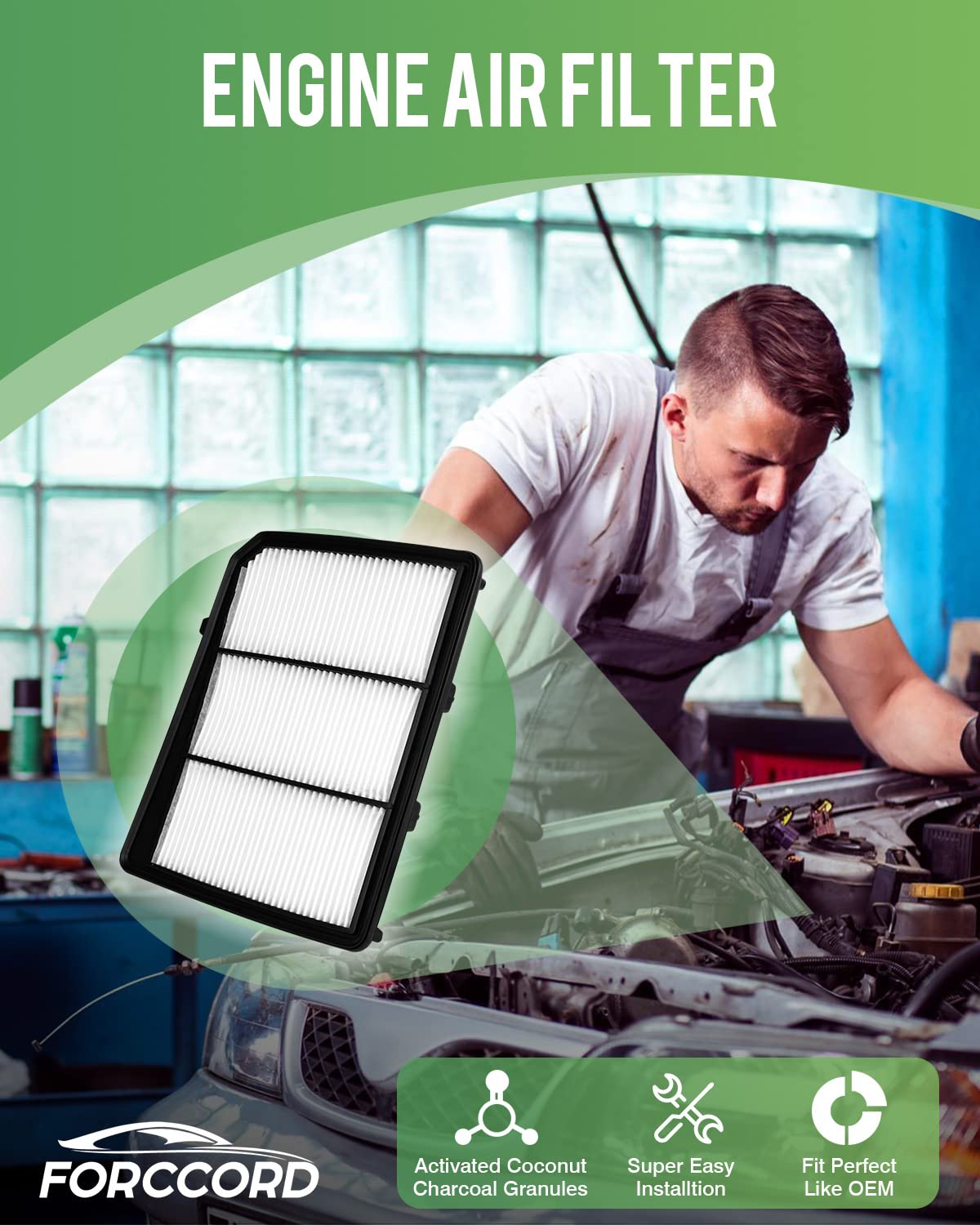 Forccord 2-Pack Engine Air Filter Fits For Nissan Titan 2024 2023 2022 2021 2020 2019 2018 2017 Air Filters Replacement Pa99212