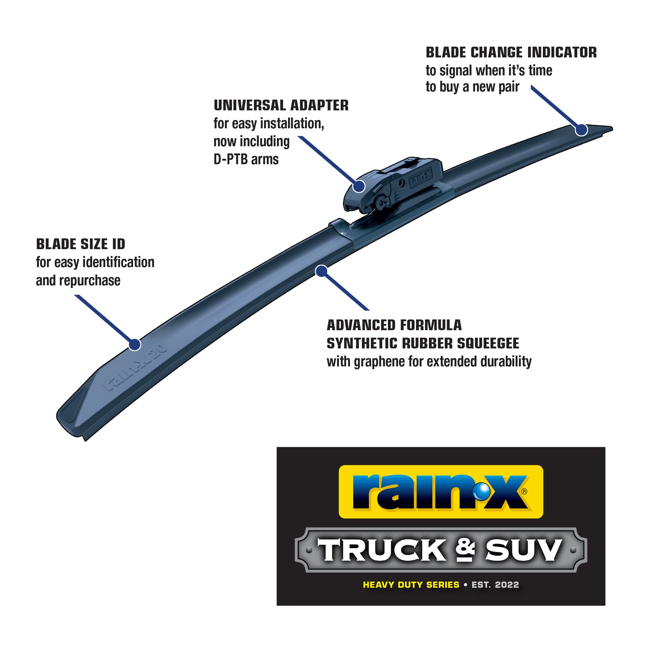 Rain-X 870126 Truck & Suv Rugged Series Premium Wiper Blades, 26 Inch Windshield Wipers (Pack Of 1), Automotive Replacement Wind