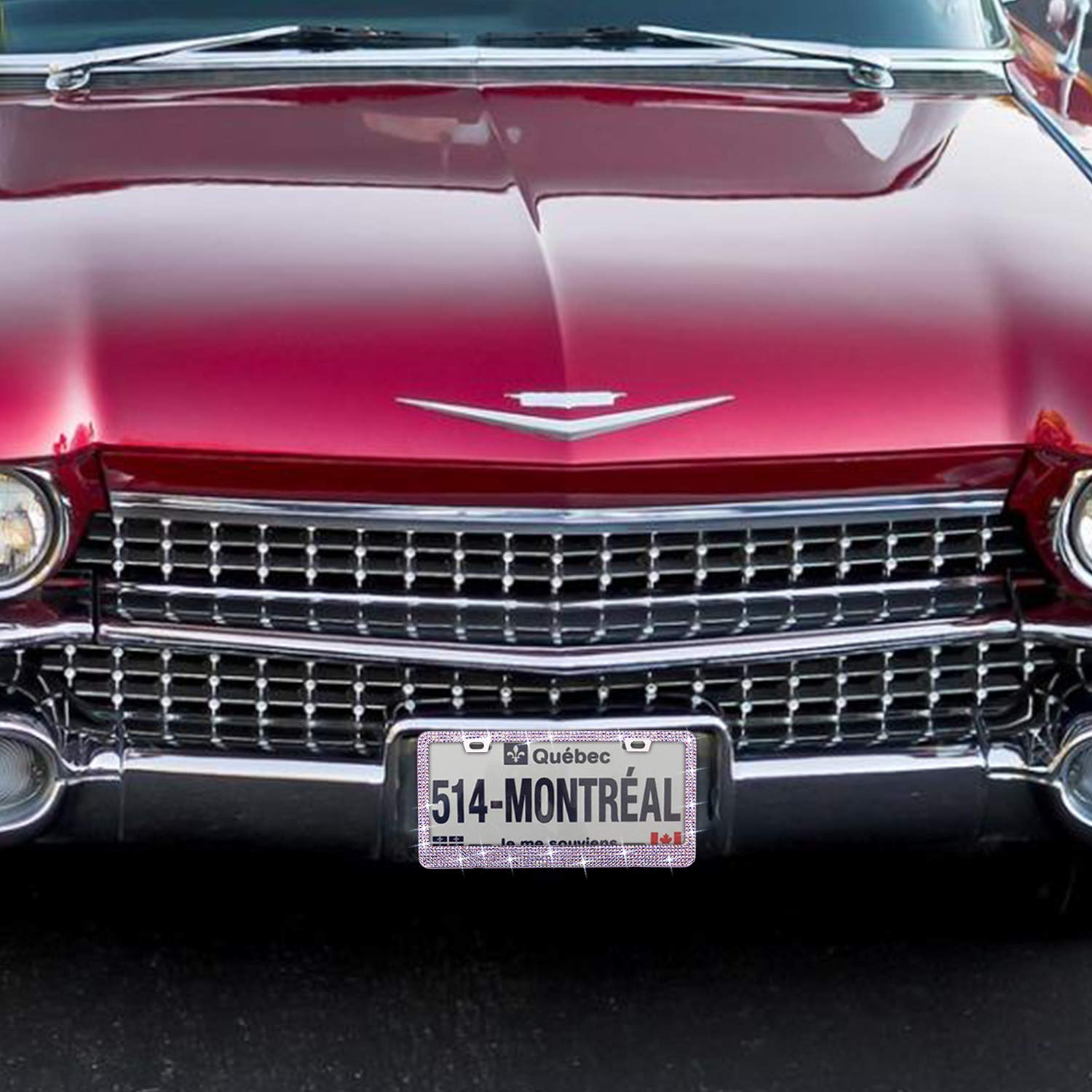 Oklpf Bling License Plate Frame For Women, 1Pcs Sparkly Stainless Steel License Plate Frames| Over 1000 Pcs 14 Facets Bedazzled