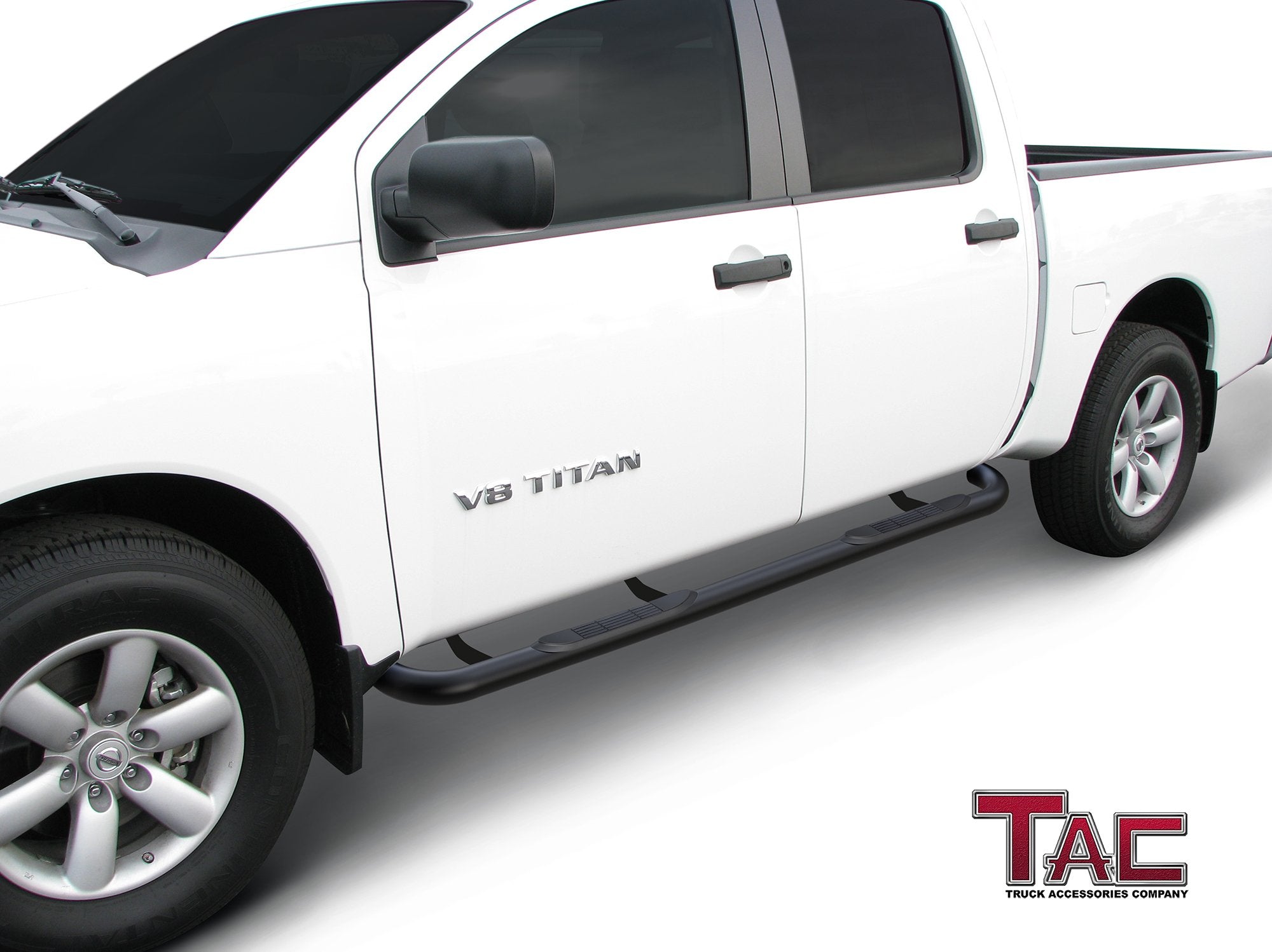TAC Side Steps Fit 2004-2024 Nissan Titan Crew Cab / 2016-2024 Nissan Titan XD Crew Cab Truck Pickup 3'' Black Side Bars Nerf Ba