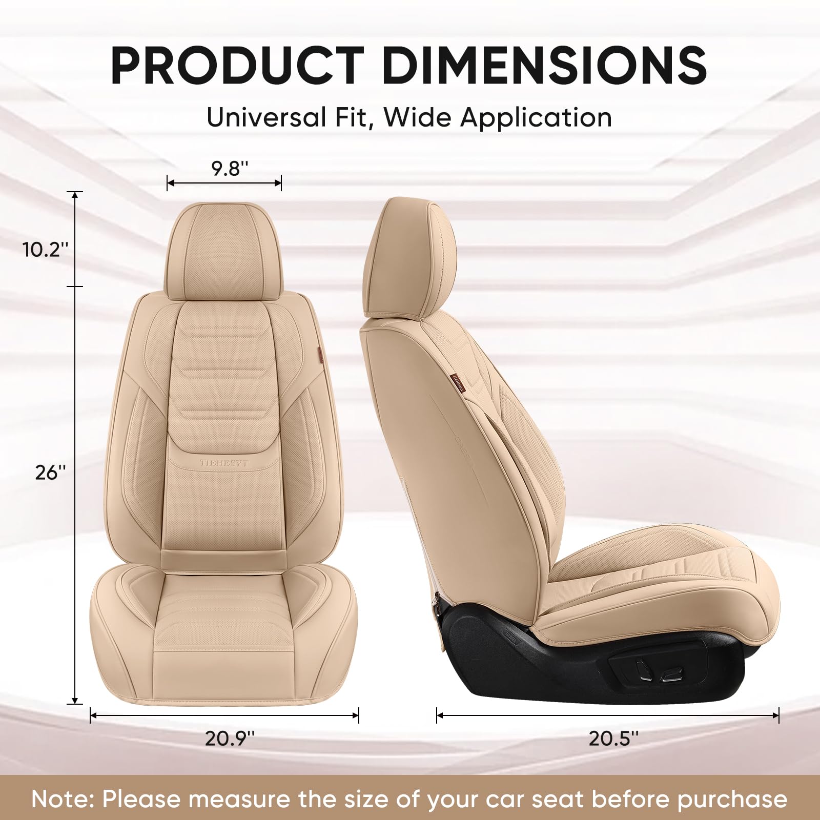 Tiehesyt Leather Seat Covers Front Pair With Lumbar Support And Headrest, Breathable And Waterproof Car Seat Cover, Universal Se