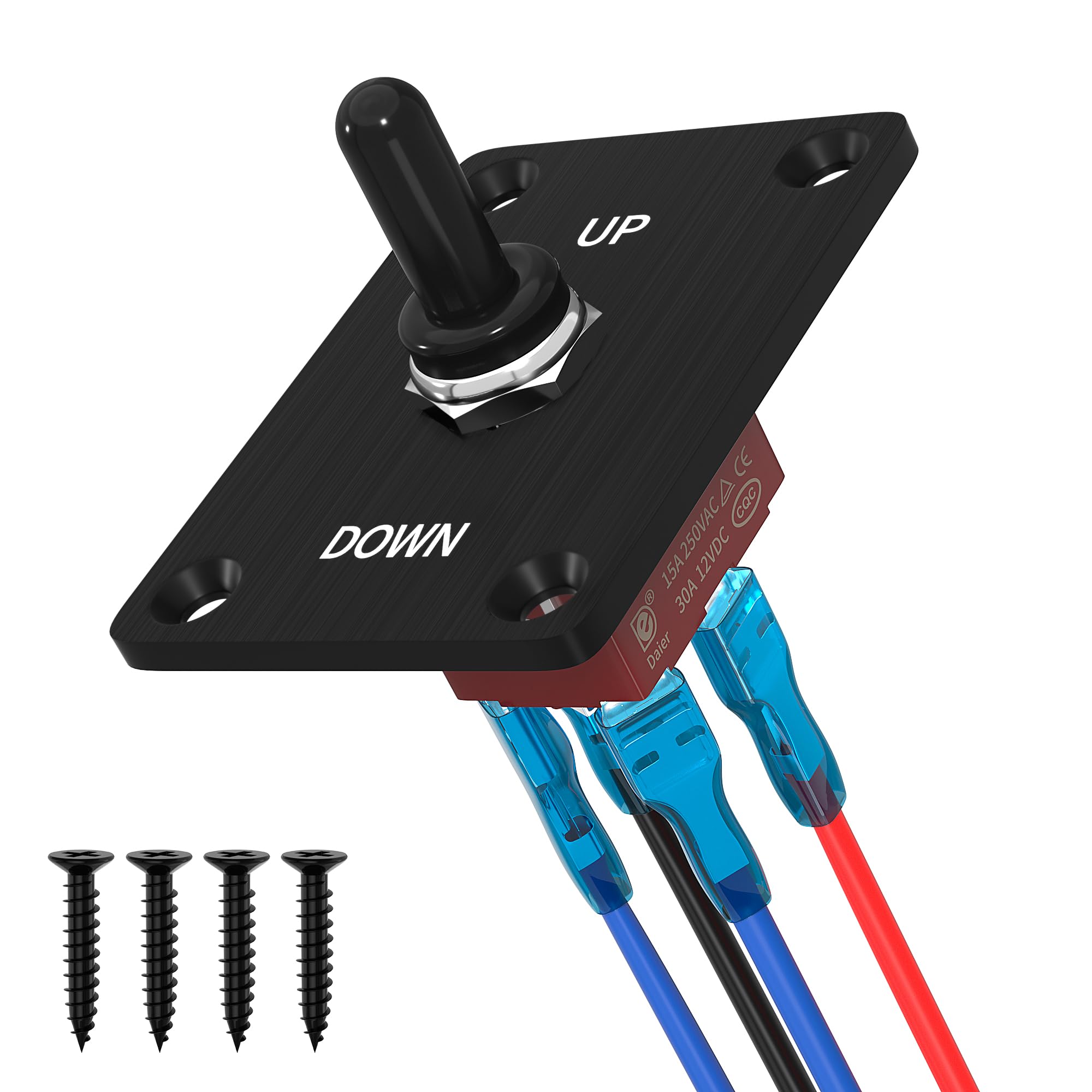 RVBOATPAT Reverse Polarity Toggle Switch 12V 30A, DPDT Momentary (ON)-Off-(ON) Toggle Switch with Up Down Mounting Panel 3 Posit