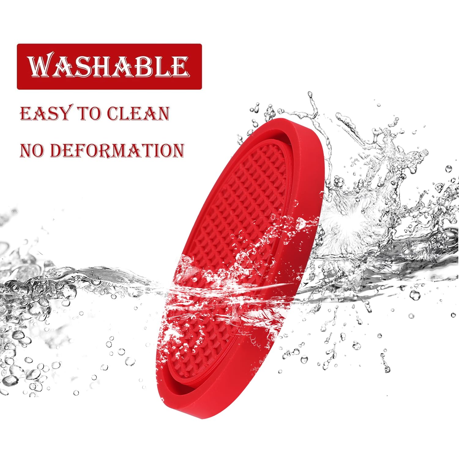 Singaro Car Cup Coaster, 4Pcs Universal Non-Slip Cup Holders Embedded In Ornaments Coaster, Car Interior Accessories, Red