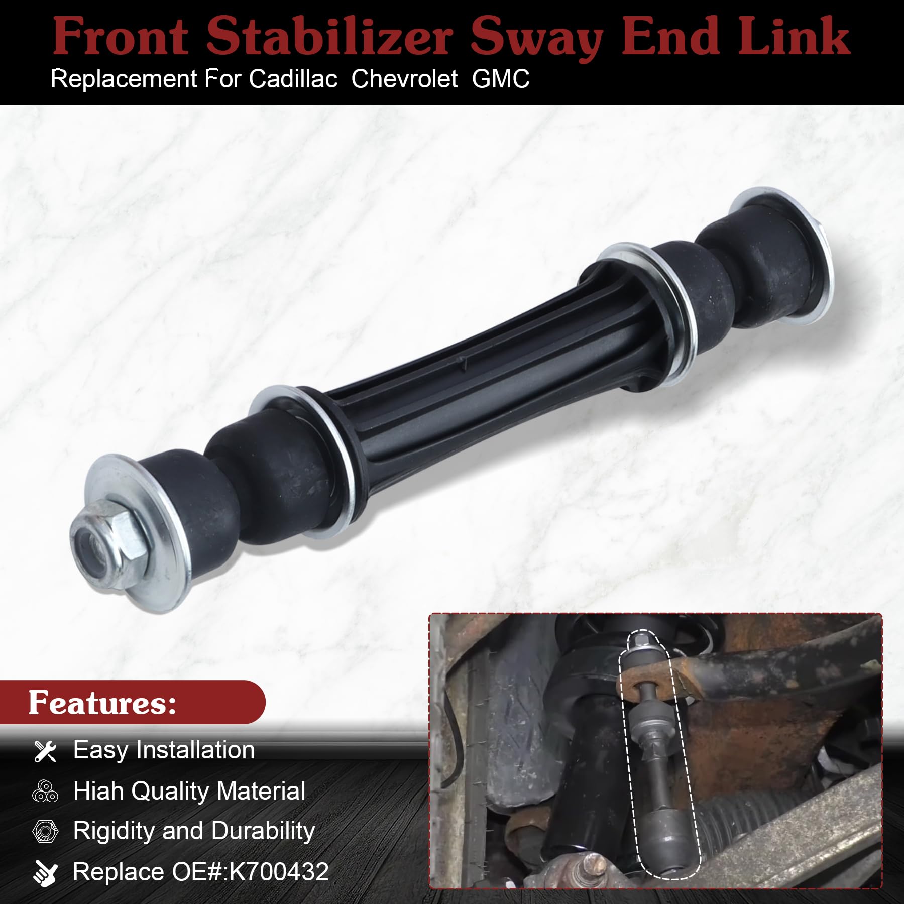 Stiueoav K700432 Sway Bar Link - Front Stabilizer End Link Compatible With 2004-2019 Cadillac Escalade Esv/Ext?2007-2013 Chevrol