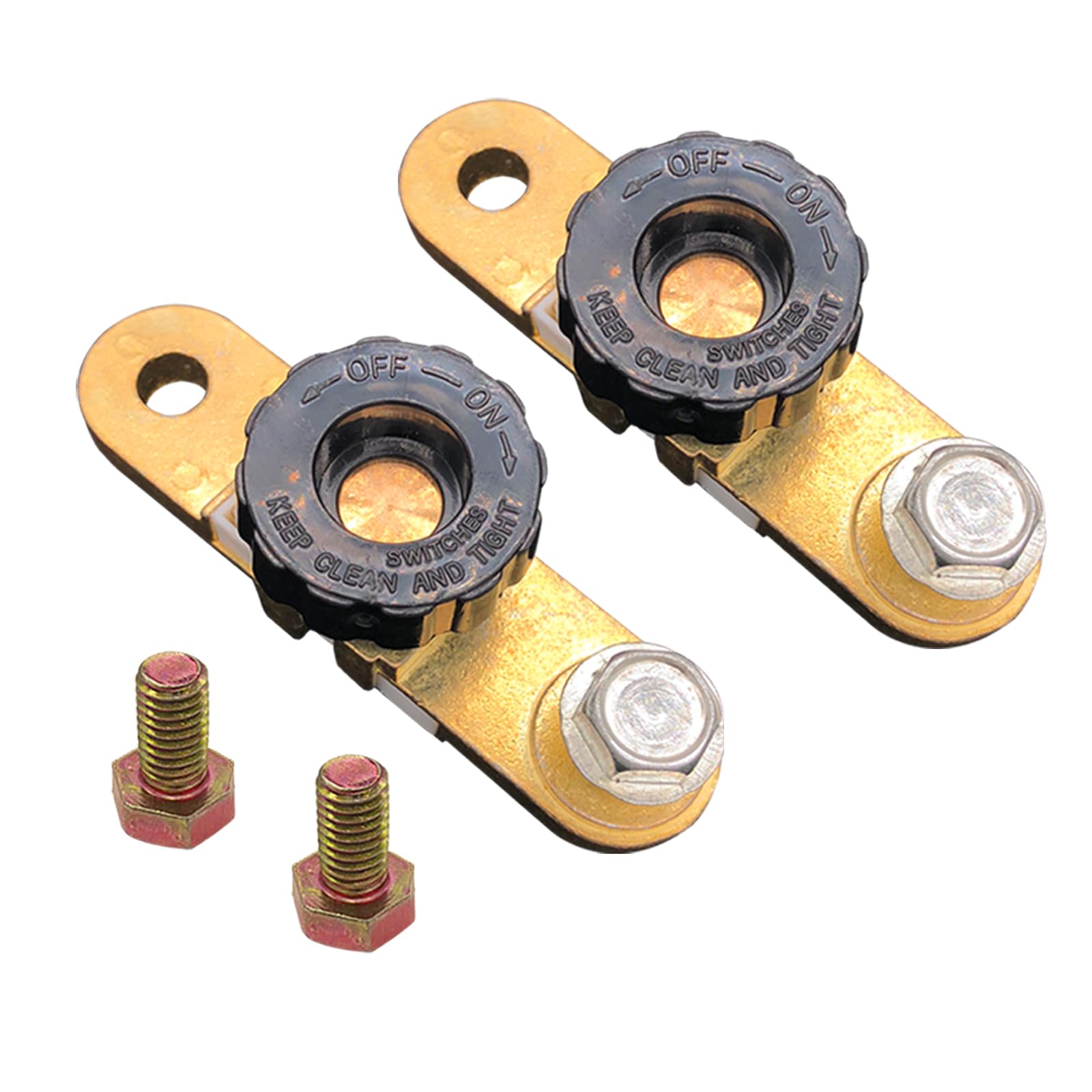 Side Post Battery Disconnect Switch, Ampper Battery Master Switch Isolator For Power Disconnect Cut Off (With Long Bolt, 2 Pack)