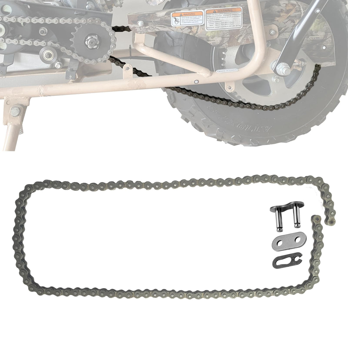 QYMOTO CT200U Mini Bike Rear Drive Chain, 90 Link 420 Chain, Model 233 – Carkart QYMOTO CT200U Mini Bike Rear Drive Chain, 90 Link 420 Chain, Model 233 – Carkart