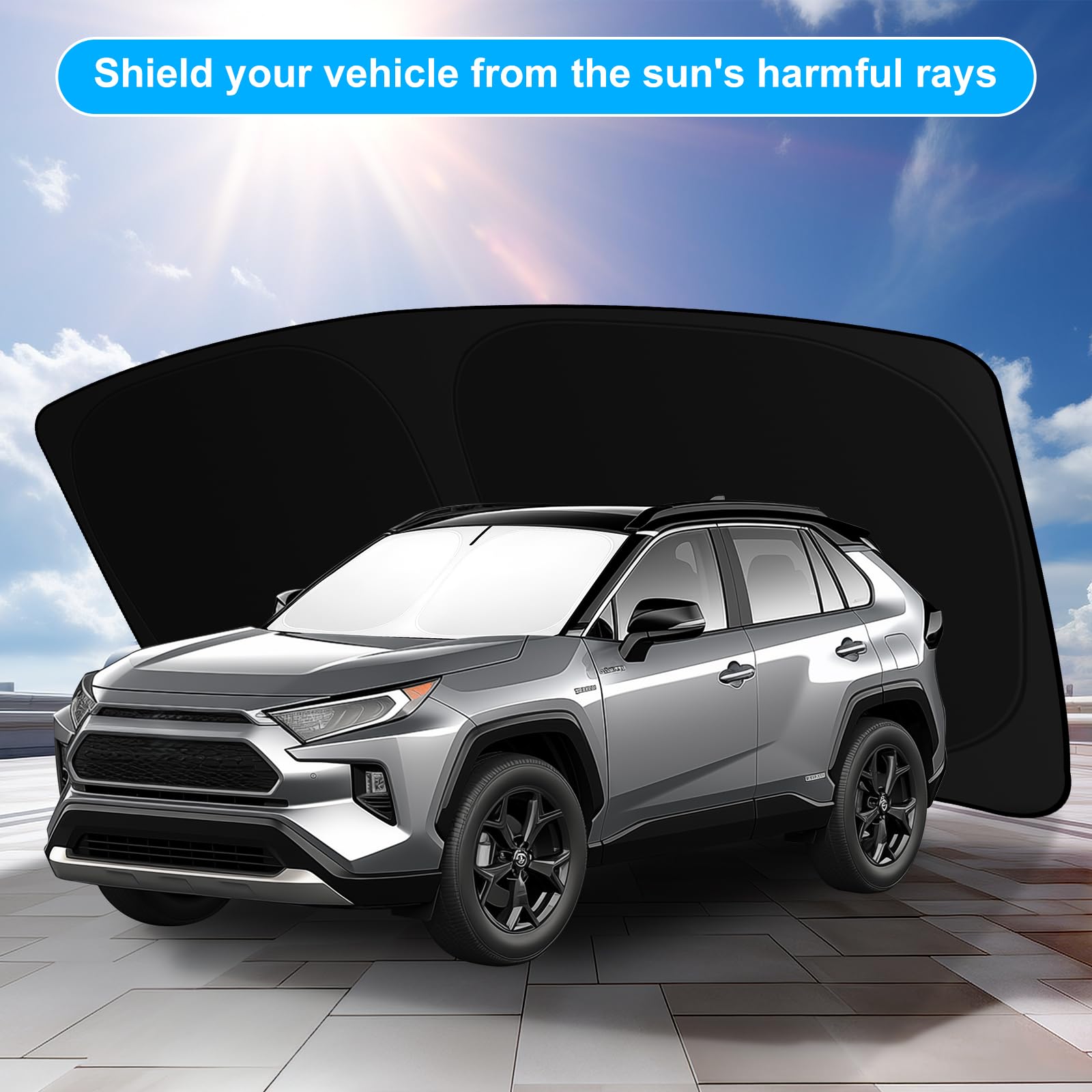 Shinehome 2024 Upgrade Front Windshield Sun Shade Foldable Rav4 Sunshade For 2019-2024 Rav4 Rav-4 Suv Crossover, Trd Off-Road, L