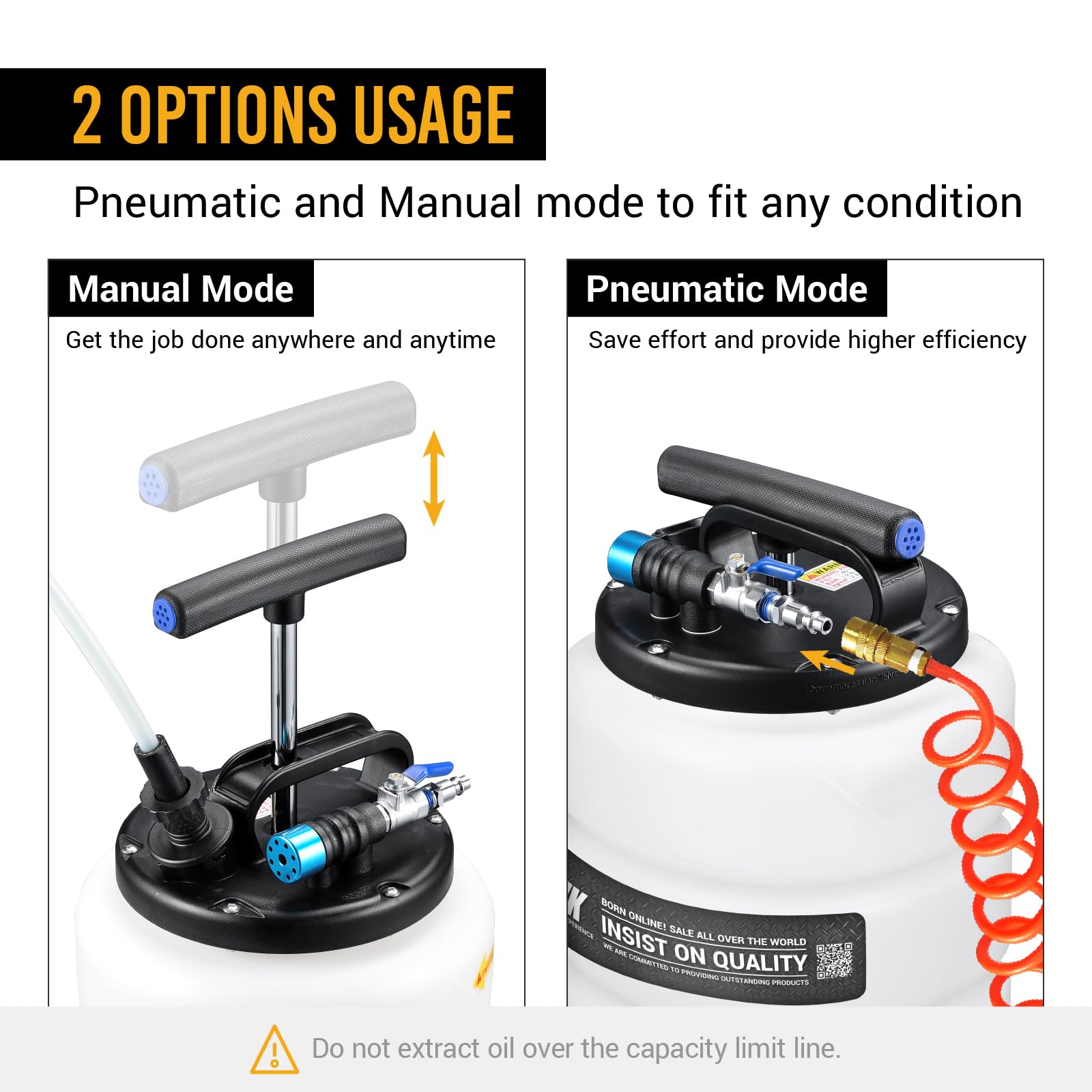 Ewk Patented 15L Pneumatic/Manual Oil Extractor Change Pump For Automotive Fluids Vacuum Evacuation Fluid Extractor